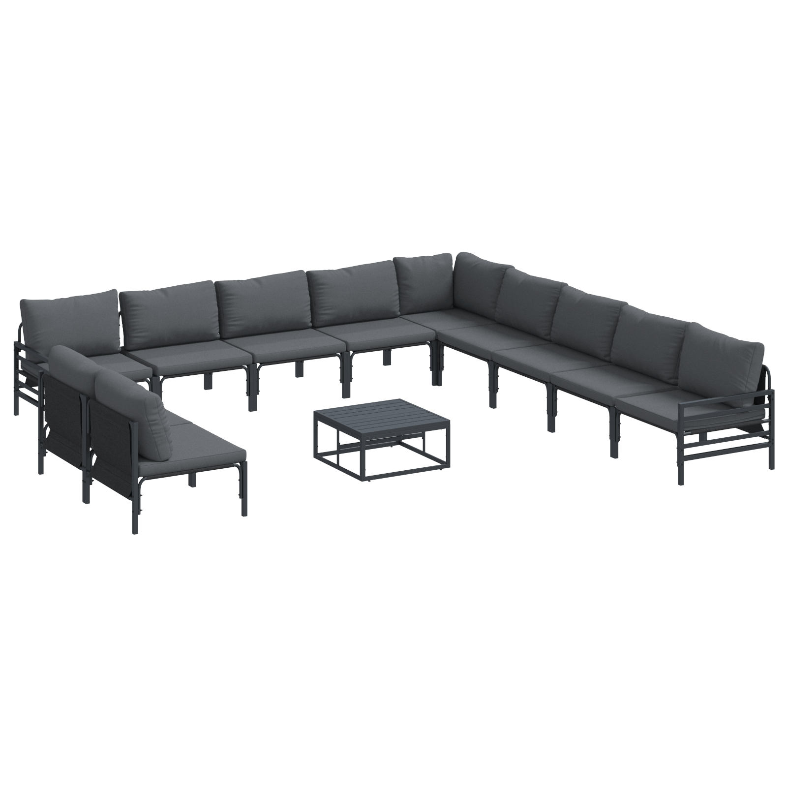 Set de canapele pentru gradina 12 pcs Antracit Otel — imaginea 2