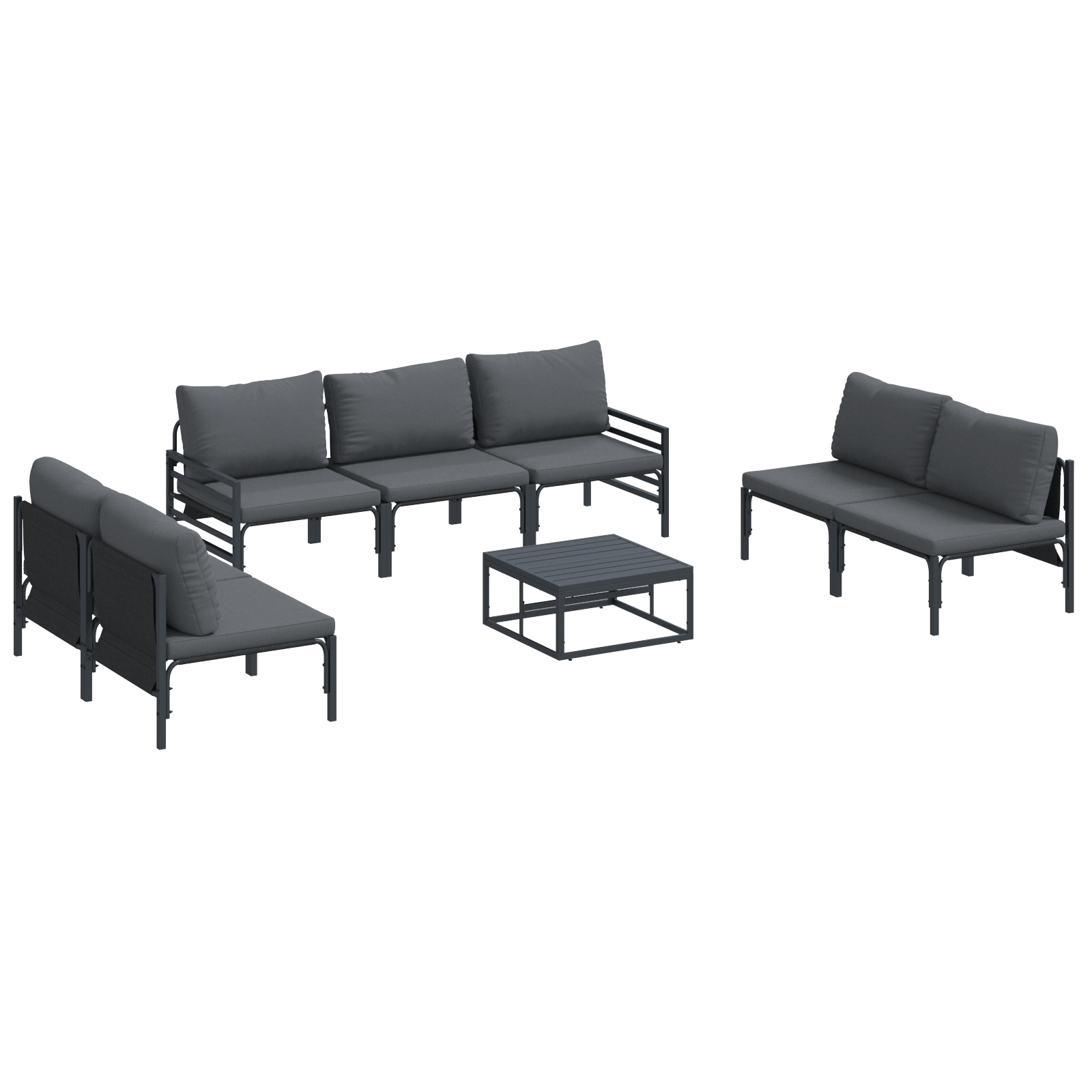 Set de canapele pentru gradina 8 pcs Antracit Otel — imaginea 2