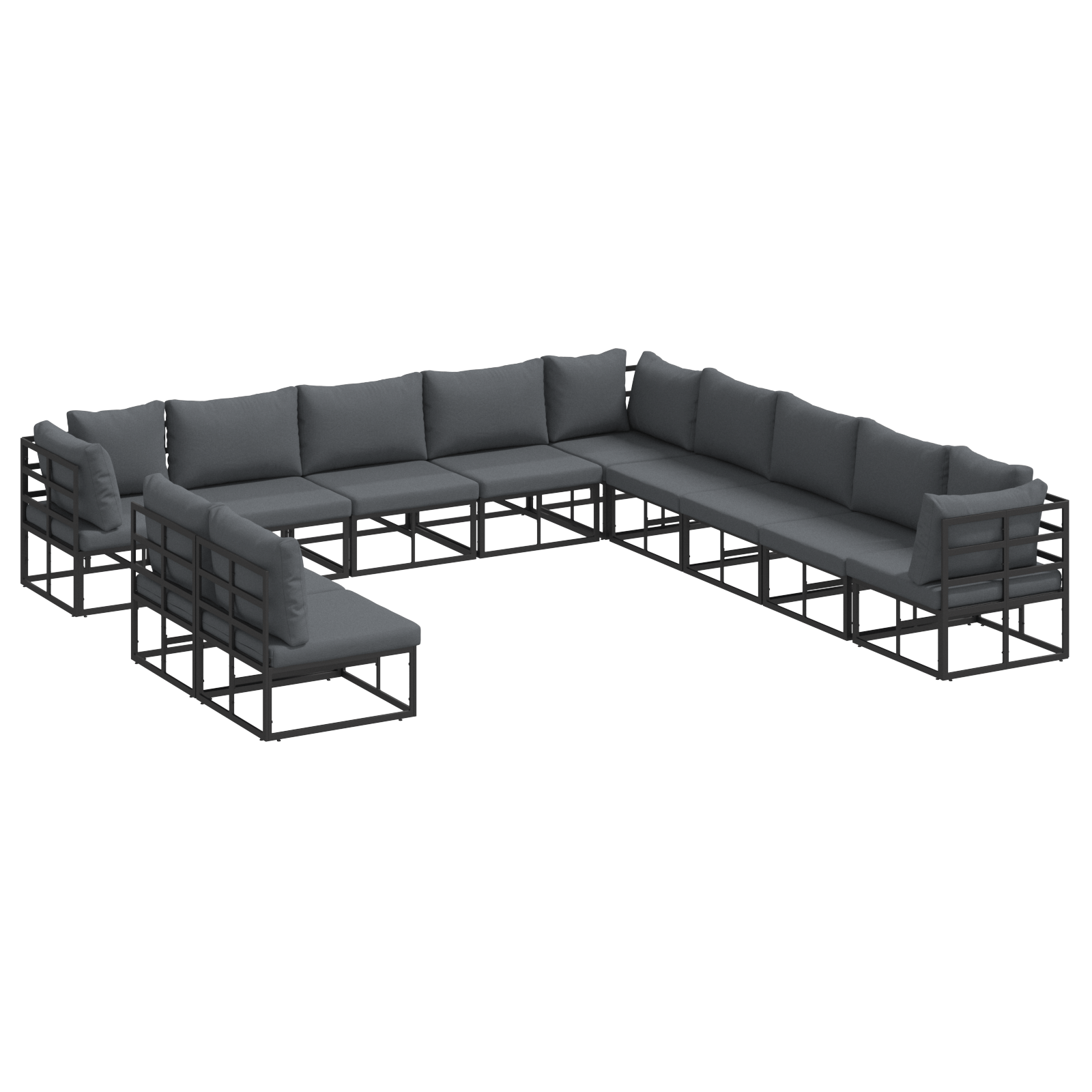 Set de canapele pentru gradina 11 pcs Negru 70 x 70 x 32 cm — imaginea 2