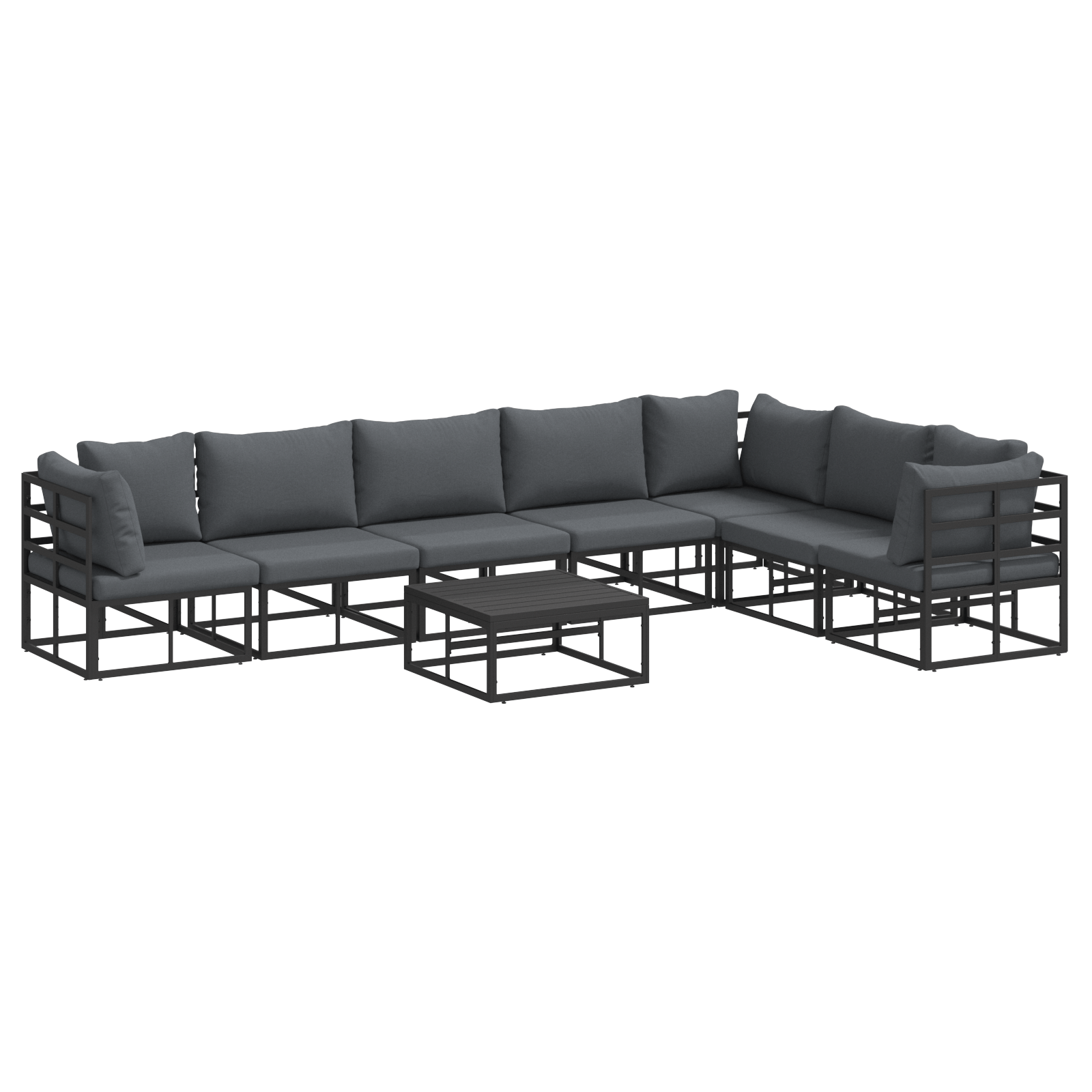 Set de canapele pentru gradina 8 pcs Negru 70 x 70 x 32 cm — imaginea 2