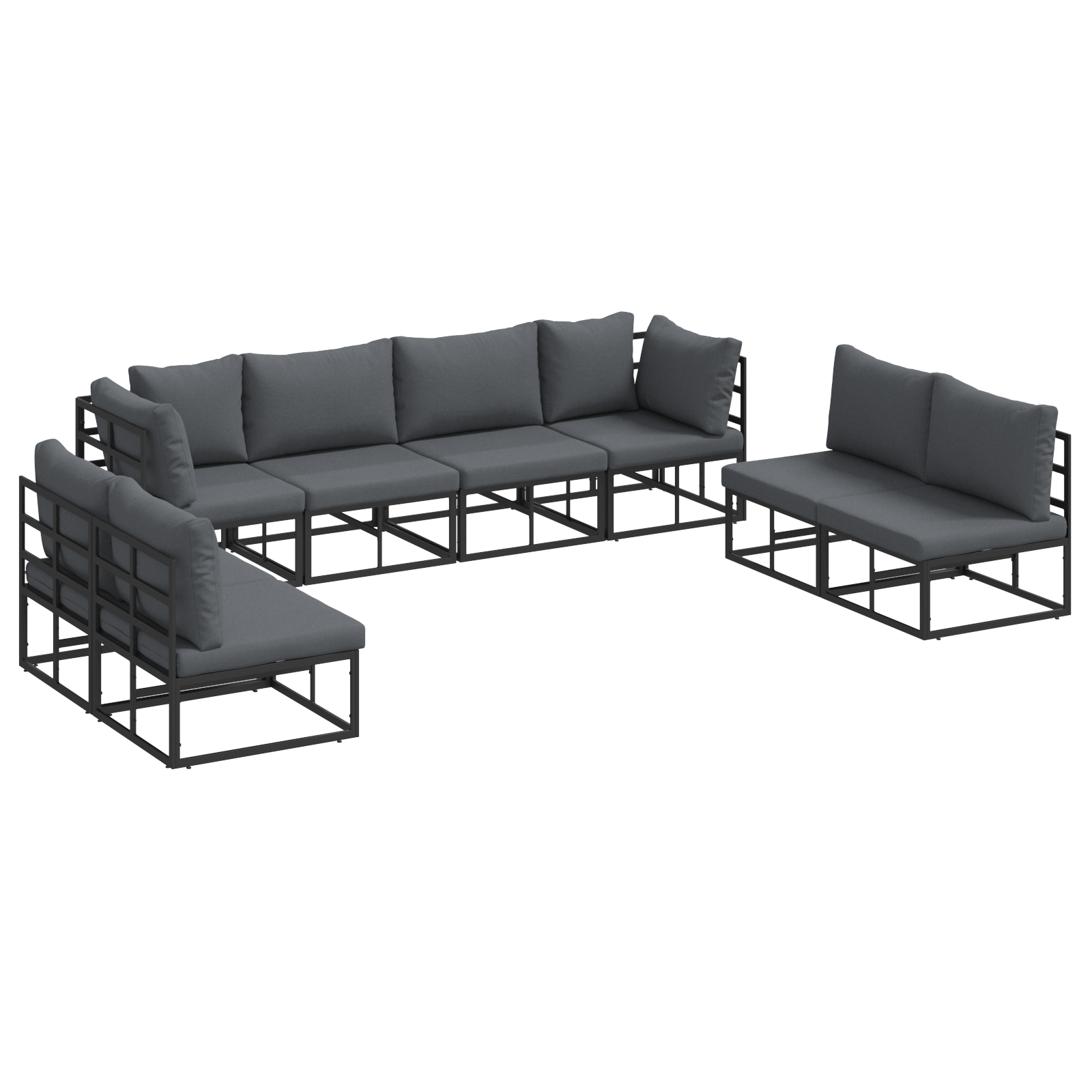 Set de canapele pentru gradina 8 pcs Negru 283 x 71.5 x 71 cm — imaginea 2