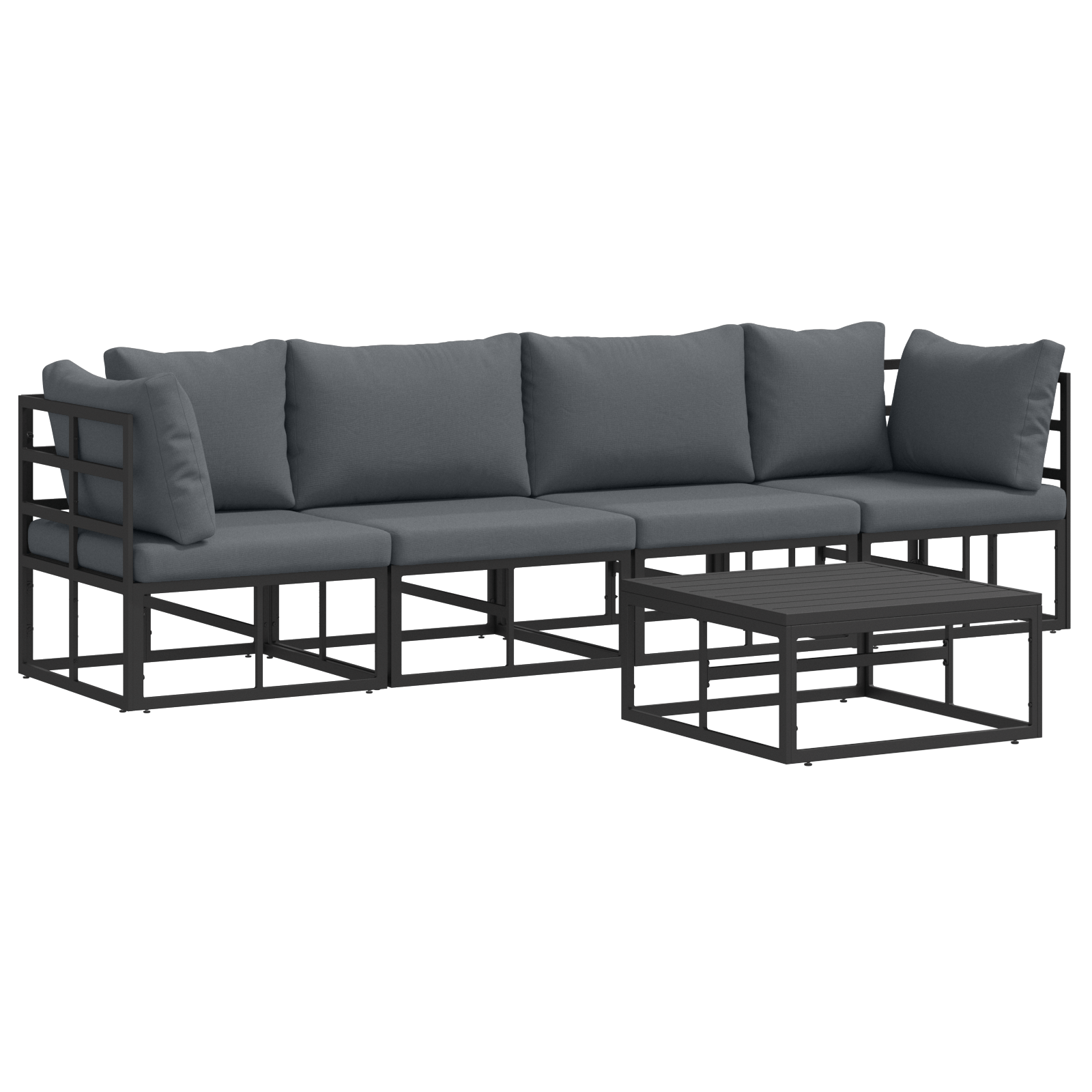 Set de canapele pentru gradina 5 pcs Negru 70 x 70 x 32 cm — imaginea 2