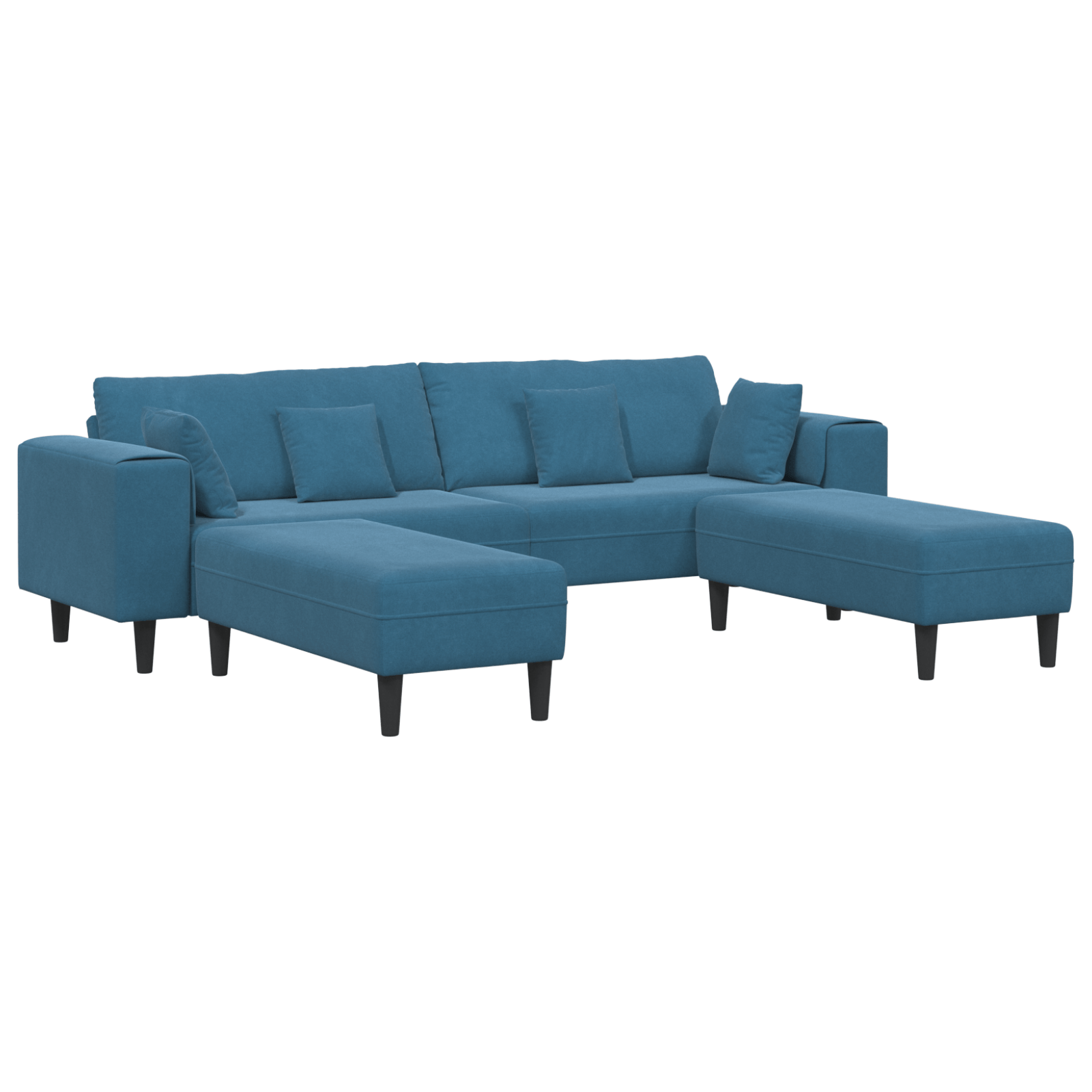 Canapea din catifea cu perna cu perna 3 pcs Albastru 208 cm Catifea — imaginea 2