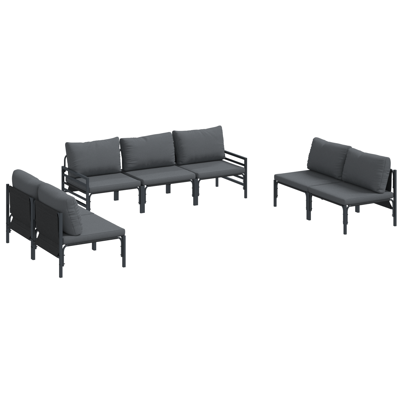 Set de canapele pentru gradina 7 pcs Antracit Otel — imaginea 2