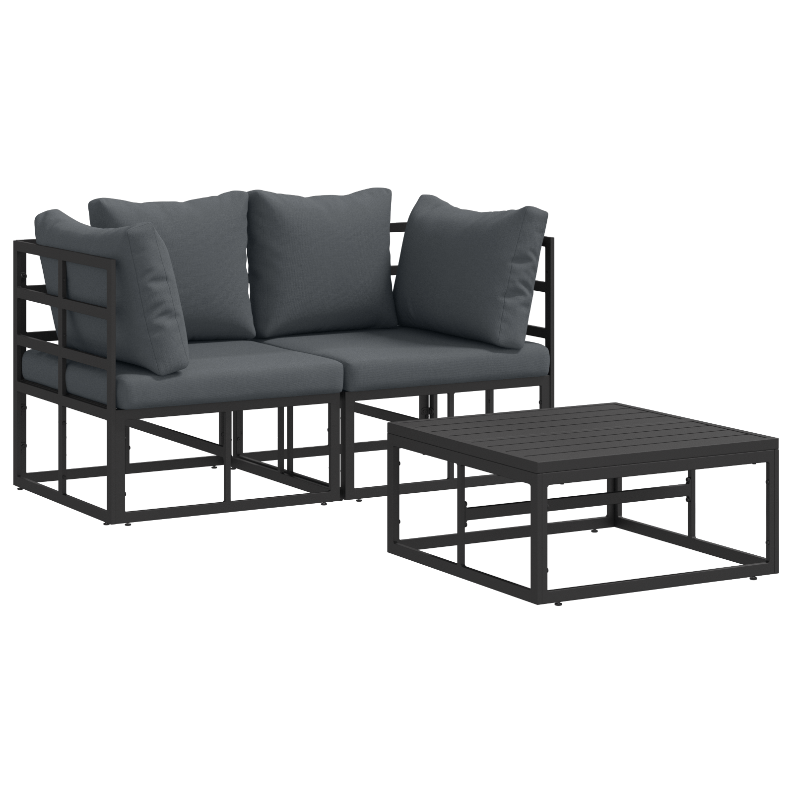 Set de canapele pentru gradina 3 pcs Negru 70 x 70 x 32 cm — imaginea 2