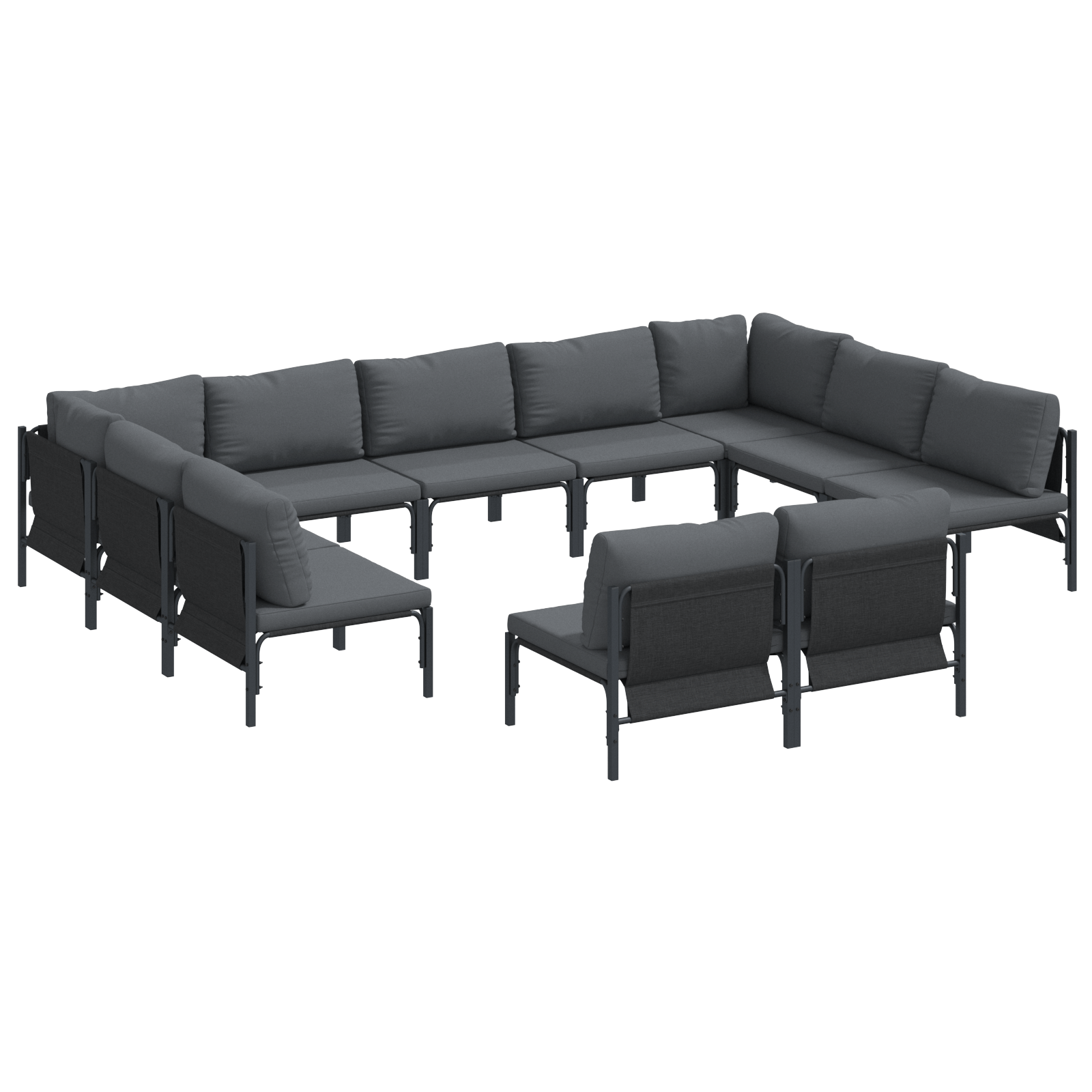 Set de canapele pentru gradina 11 pcs Antracit Otel — imaginea 2