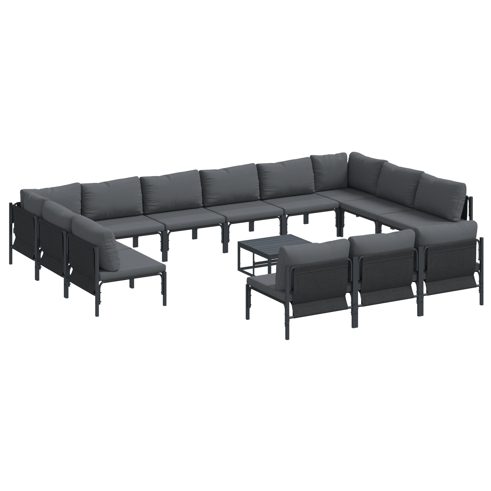 Set de canapele pentru gradina 14 pcs Antracit Otel — imaginea 2