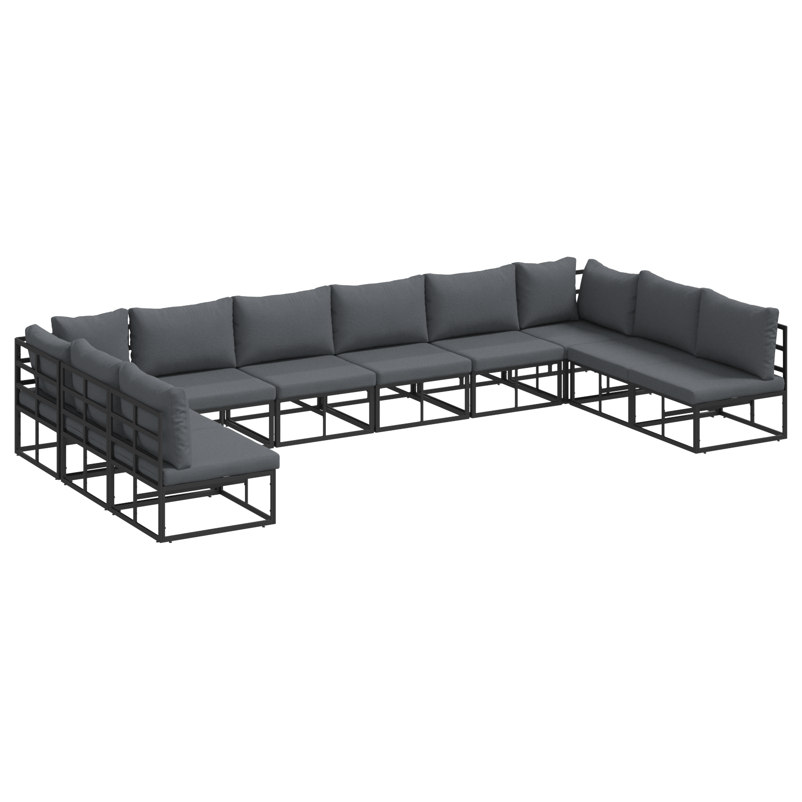 Set de canapele pentru gradina 10 pcs Negru 423 x 211.5 x 71 cm — imaginea 2
