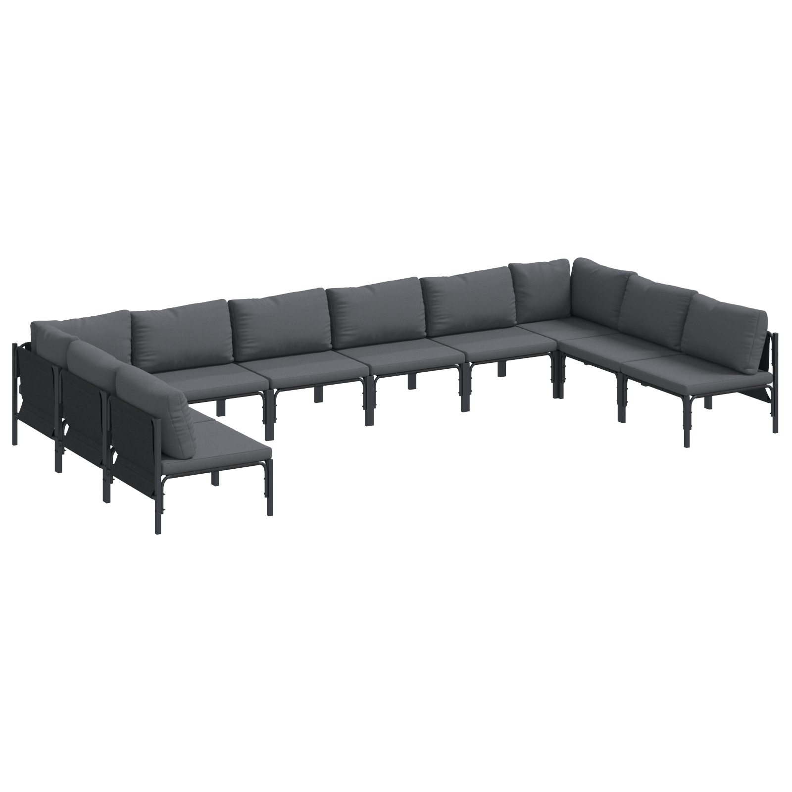 Set de canapele pentru gradina 10 pcs Antracit Otel — imaginea 2