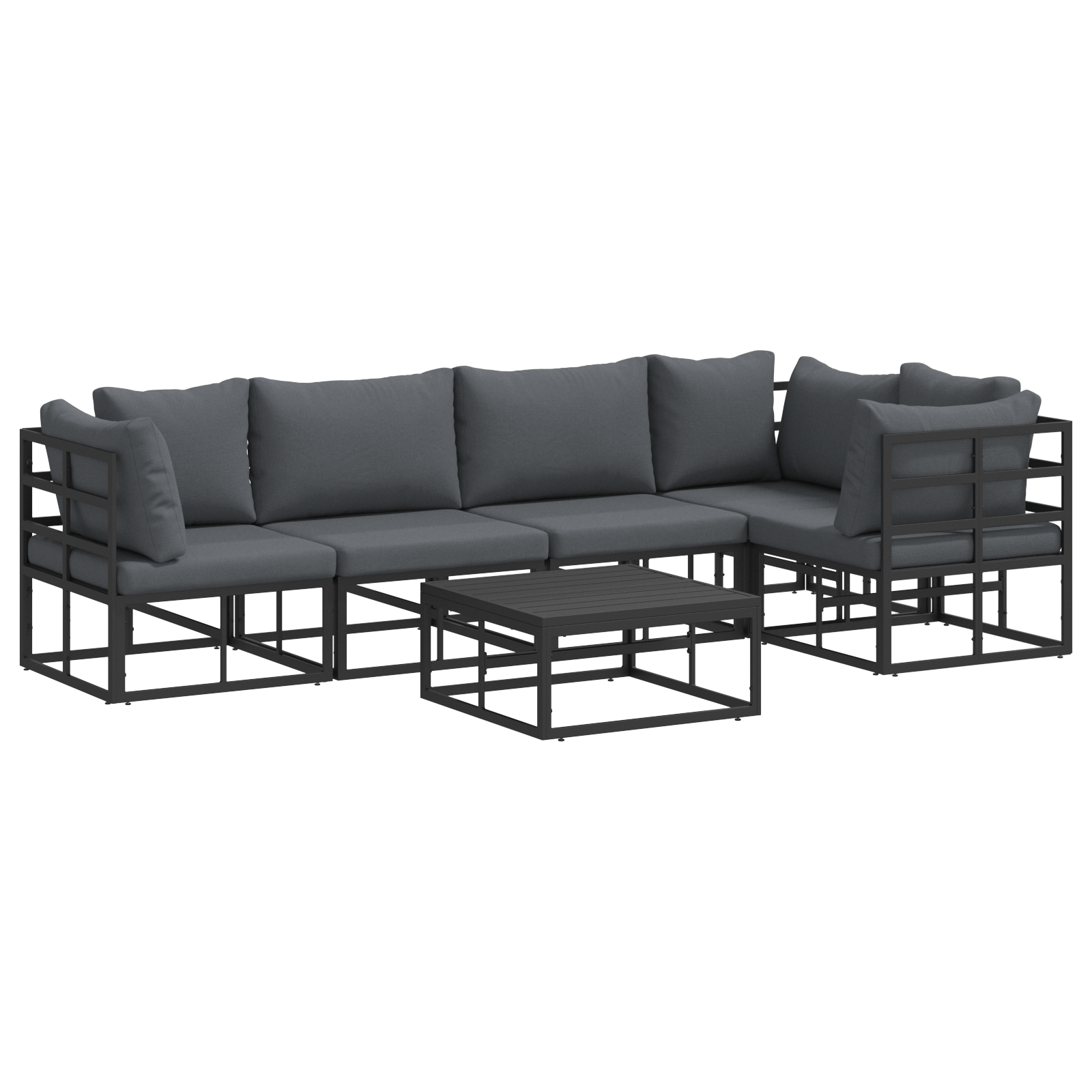 Set de canapele pentru gradina 6 pcs Negru 70 x 70 x 32 cm — imaginea 2