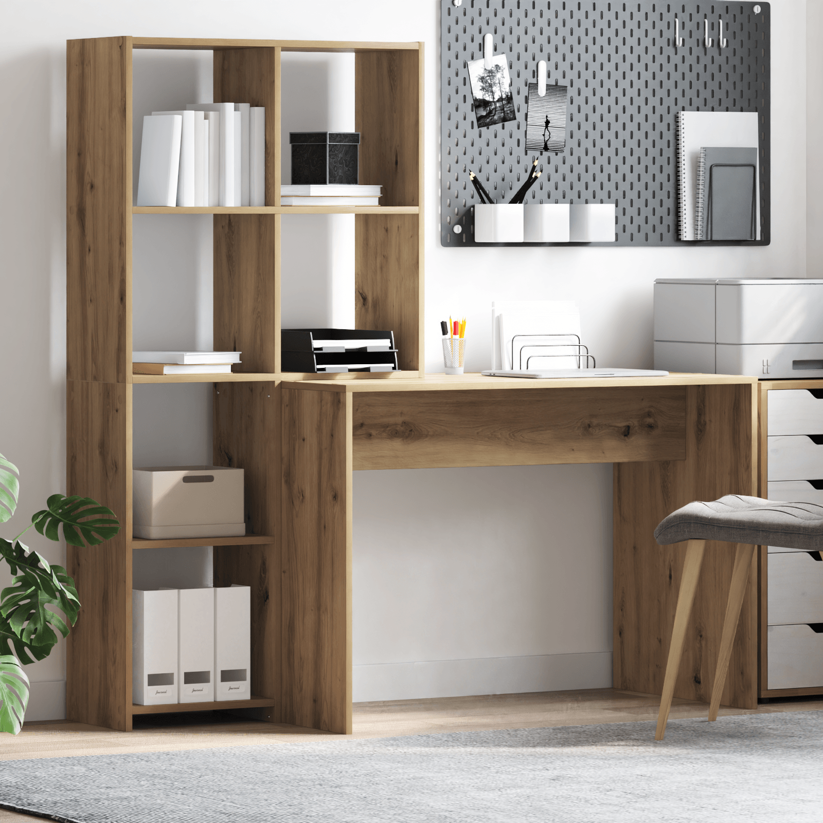 Birou stejar artizanal 138.5 x 55 x 143 cm Lemn compozit