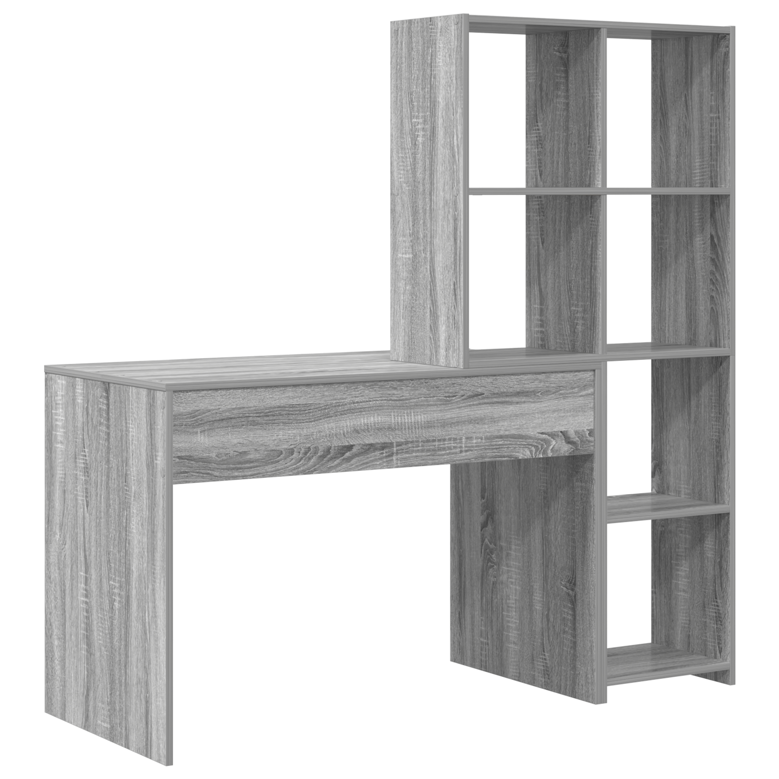 Birou cu raft sonoma gri 138.5 x 55 x 143 cm Lemn compozit — imaginea 6