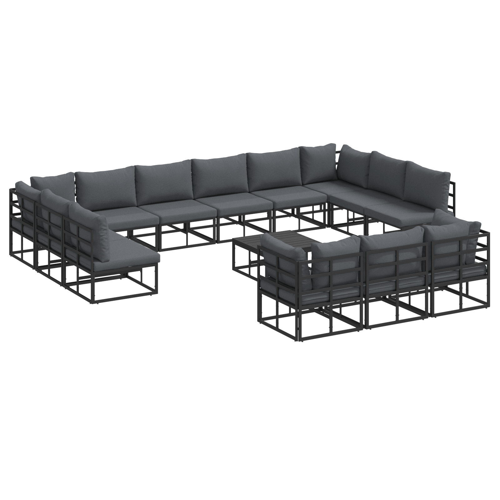 Set de canapele pentru gradina 14 pcs Negru 70 x 70 x 32 cm — imaginea 2
