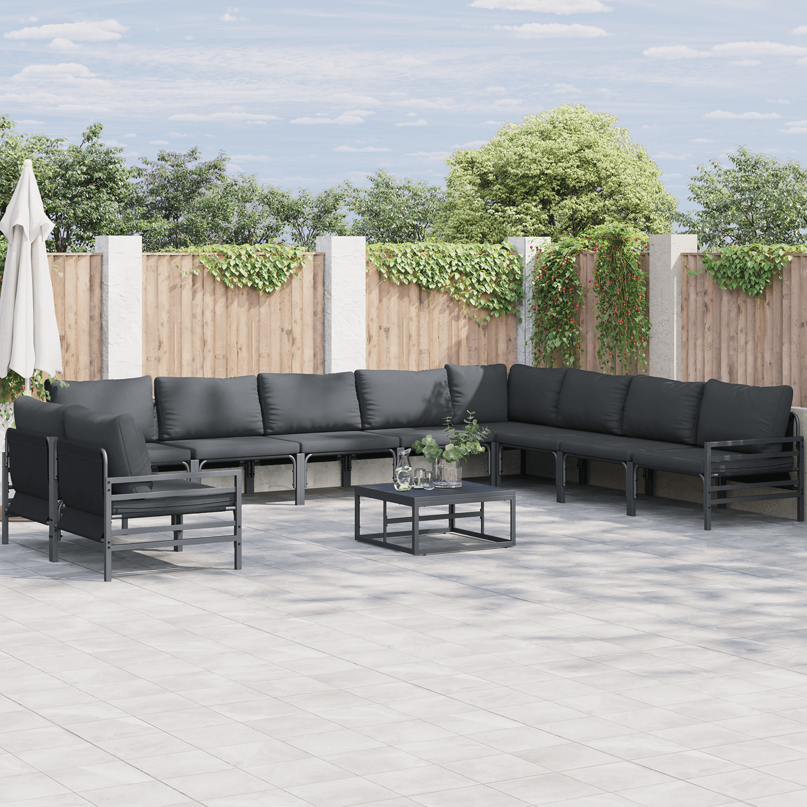 Set de canapele pentru gradina 11 pcs Antracit Otel