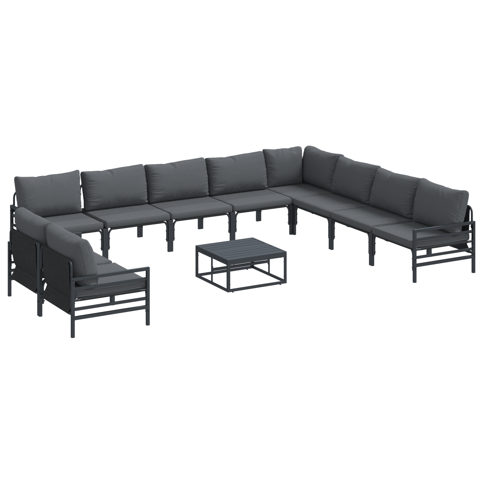 Set de canapele pentru gradina 11 pcs Antracit Otel — imaginea 2