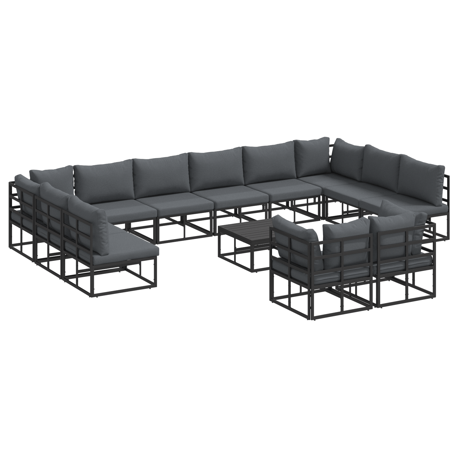 Set de canapele pentru gradina 13 pcs Negru 70 x 70 x 32 cm — imaginea 2