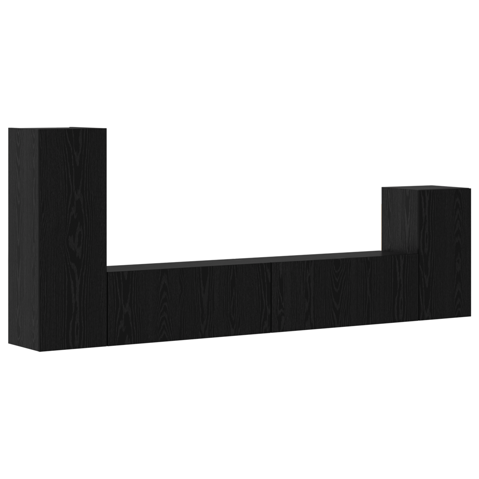 Dulap pentru TV pe Perete 4 pcs Stejar negru Lemn compozit — imaginea 2