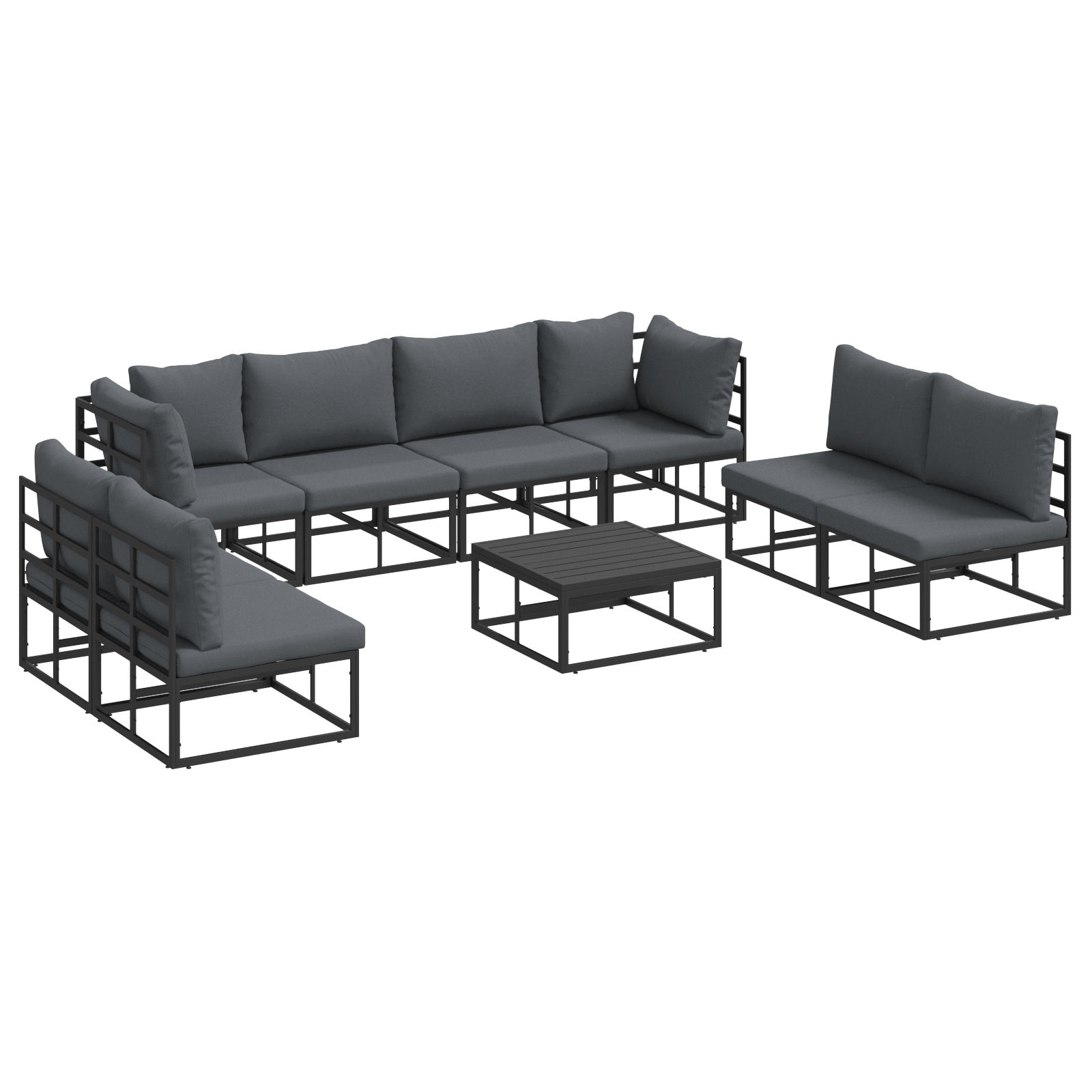 Set de canapele pentru gradina 9 pcs Negru 70 x 70 x 32 cm — imaginea 2