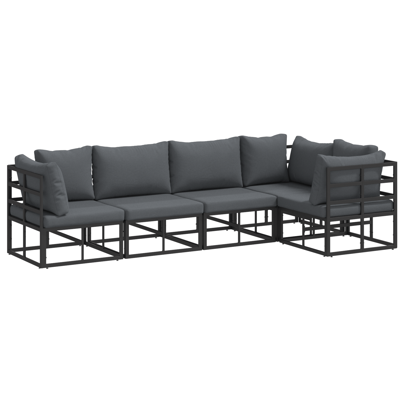 Set de canapele pentru gradina 5 pcs Negru 283 x 143 x 71 cm — imaginea 2