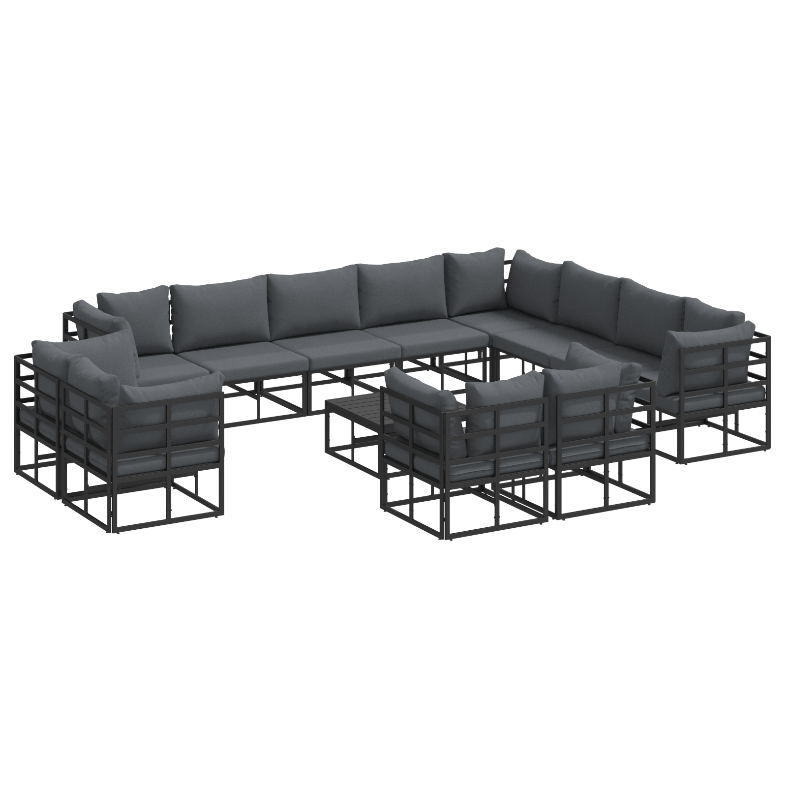 Set de canapele pentru gradina 13 pcs Negru 70 x 70 x 32 cm — imaginea 2