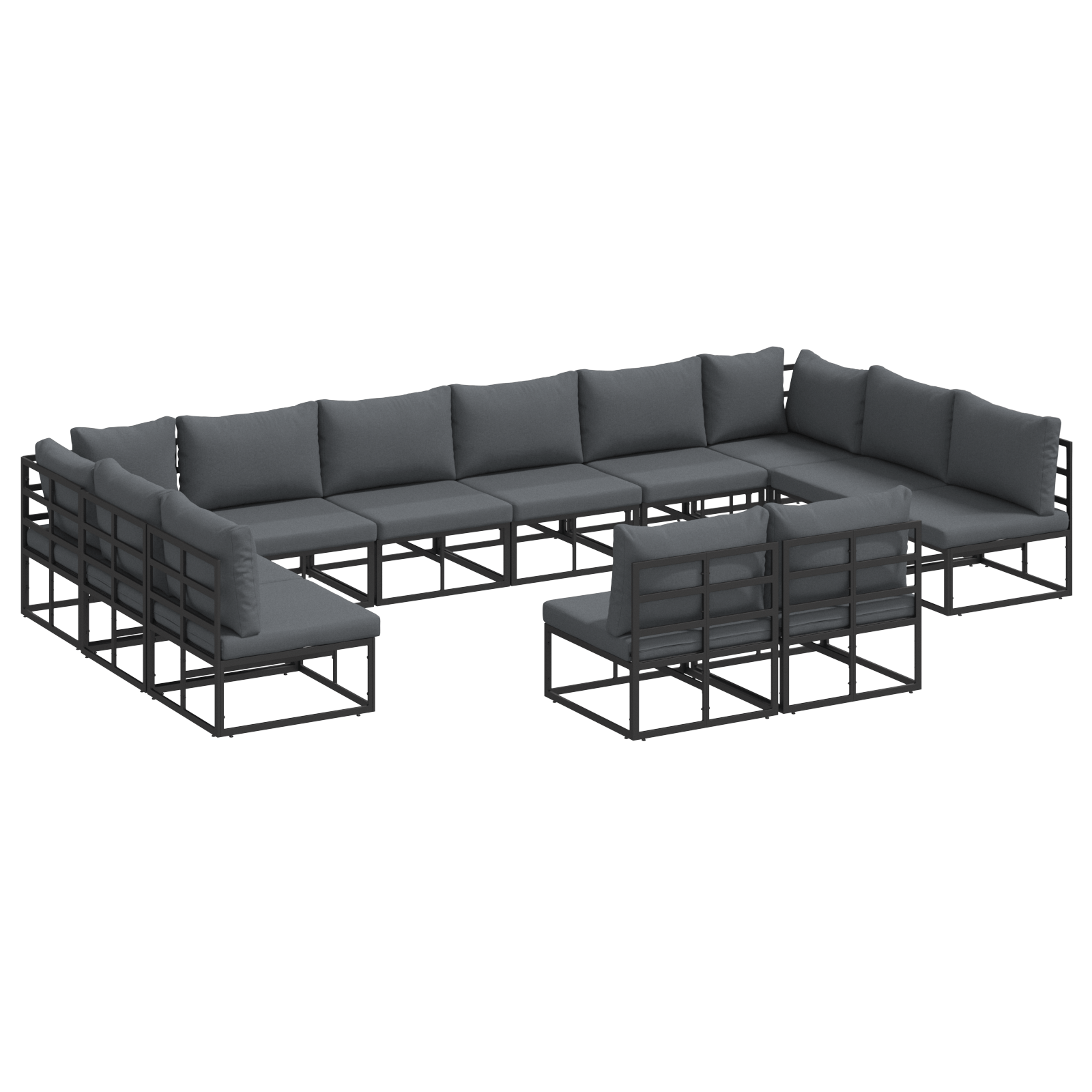 Set de canapele pentru gradina 12 pcs Negru 423 x 211.5 x 71 cm — imaginea 2