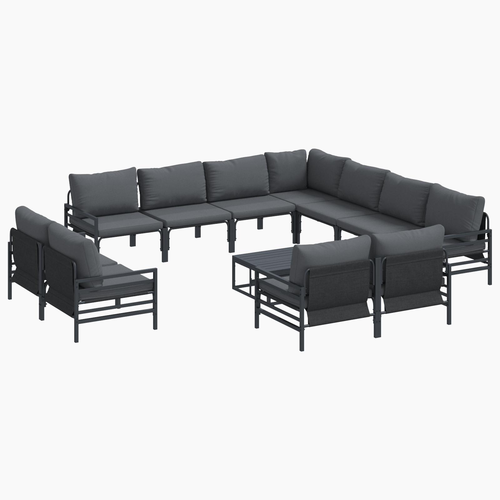Set de canapele pentru gradina 12 pcs Antracit Otel — imaginea 2