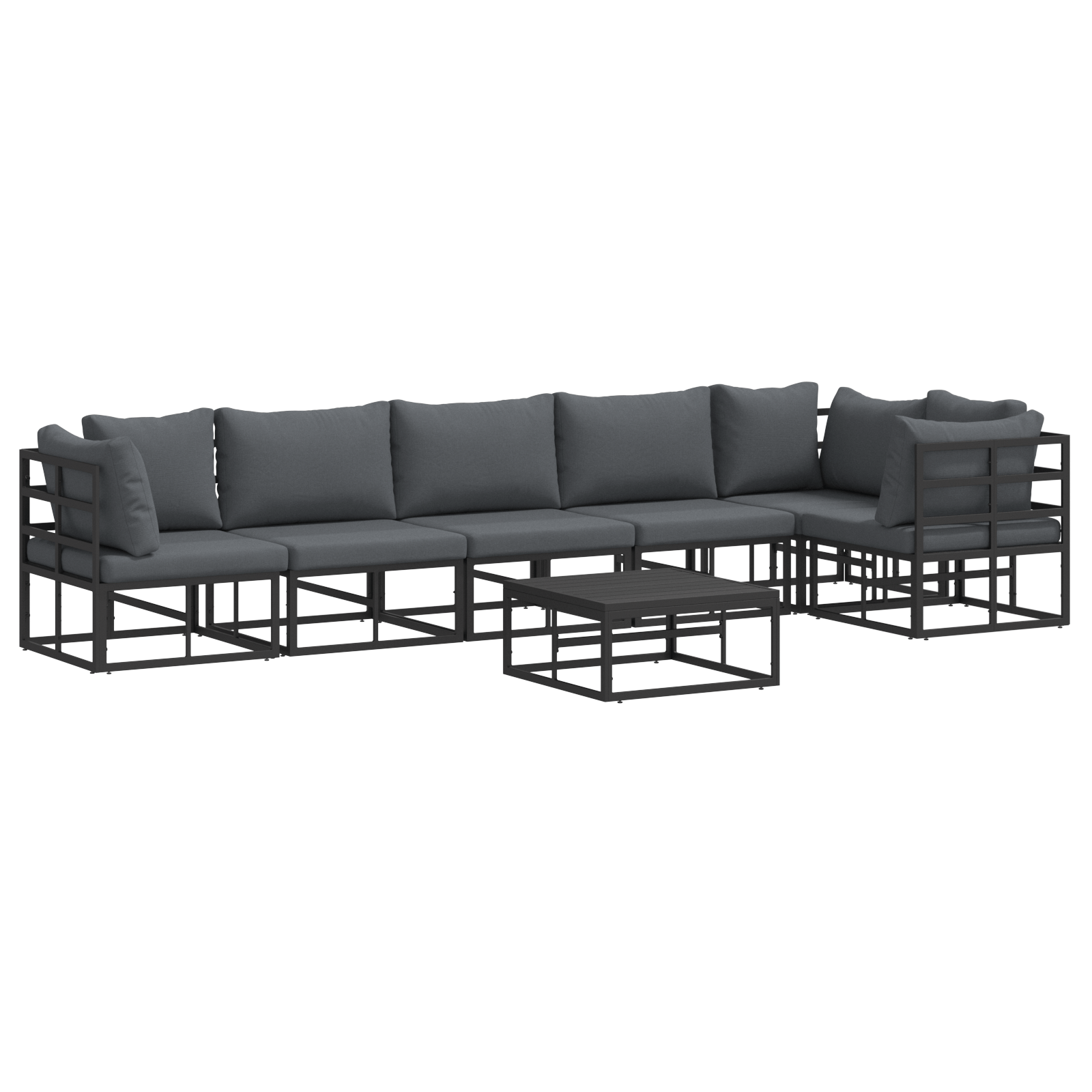 Set de canapele pentru gradina 7 pcs Negru 70 x 70 x 32 cm — imaginea 2