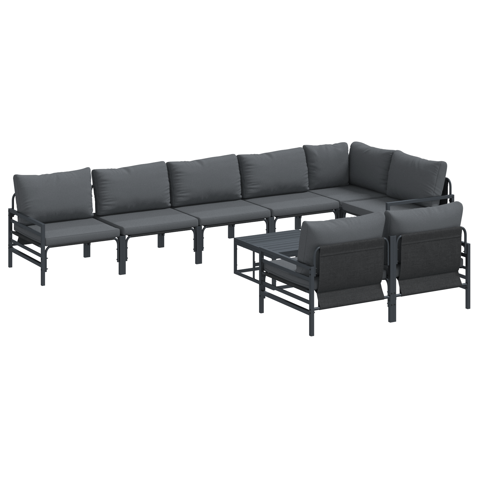 Set de canapele pentru gradina 9 pcs Antracit Otel — imaginea 2