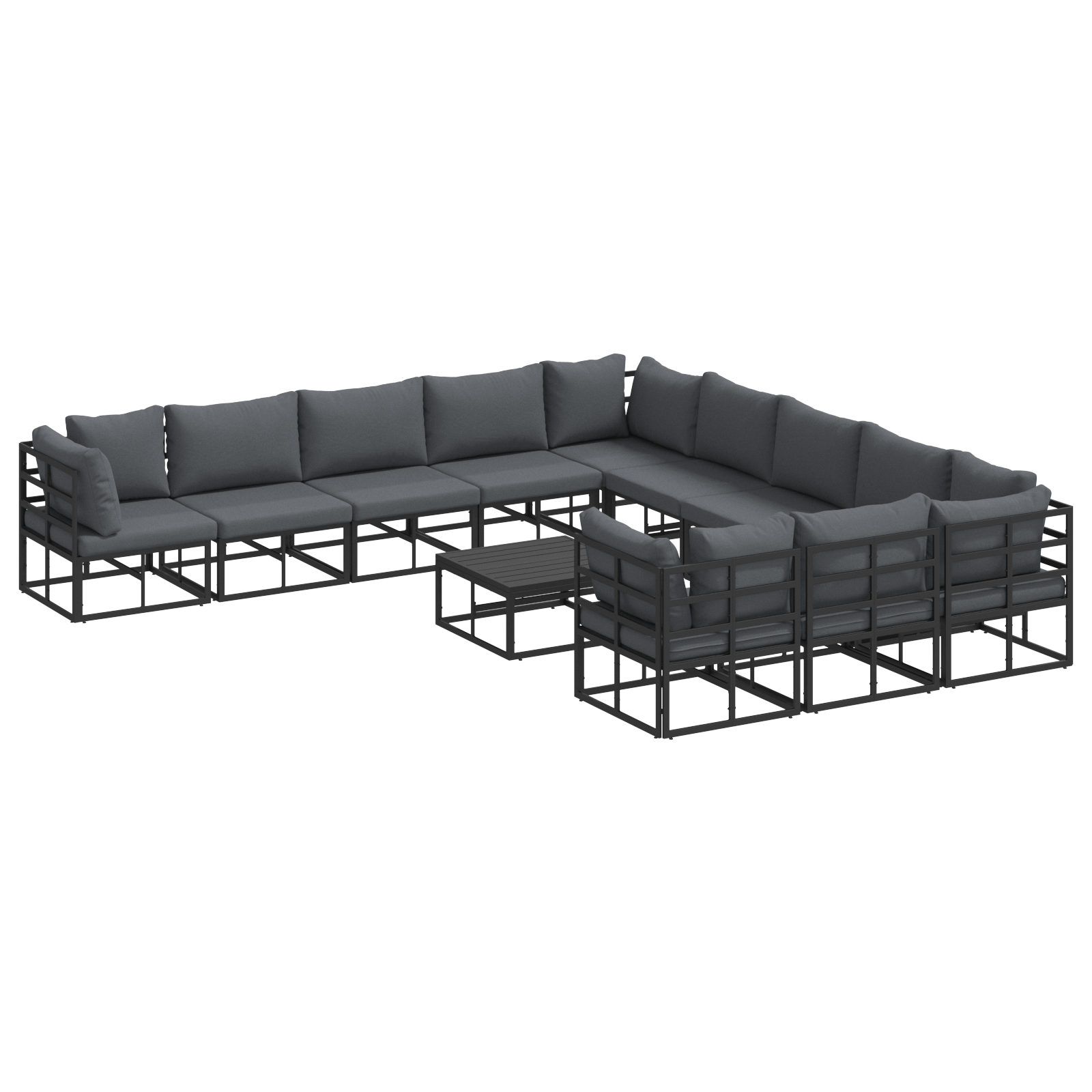 Set de canapele pentru gradina 12 pcs Negru 70 x 70 x 32 cm — imaginea 2