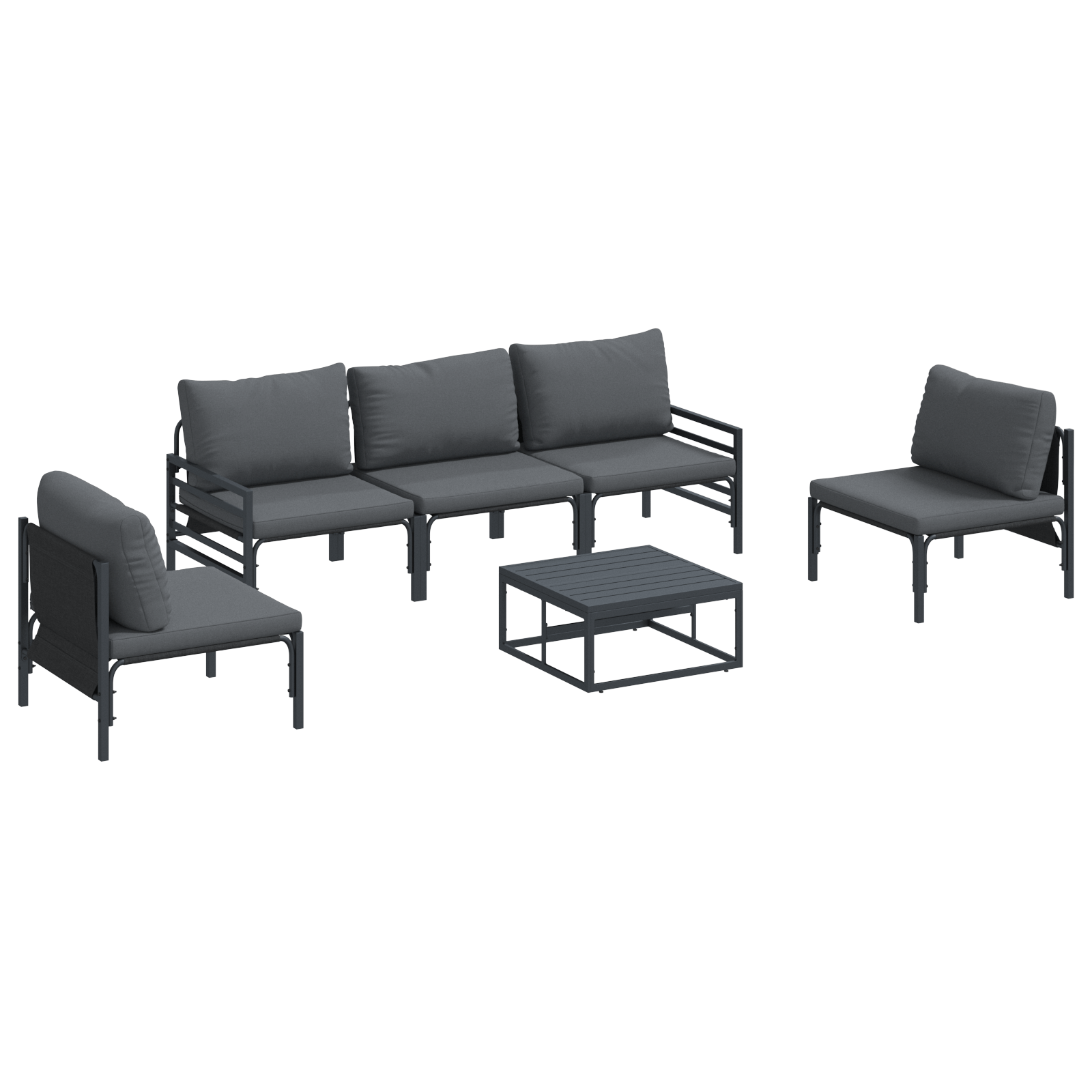 Set de canapele pentru gradina 6 pcs Antracit Otel — imaginea 2