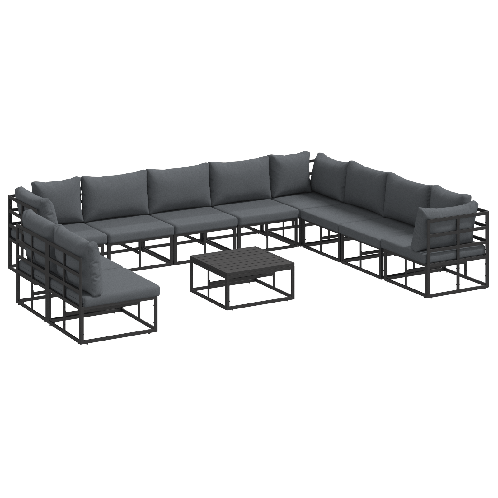 Set de canapele pentru gradina 11 pcs Negru 70 x 70 x 32 cm — imaginea 2