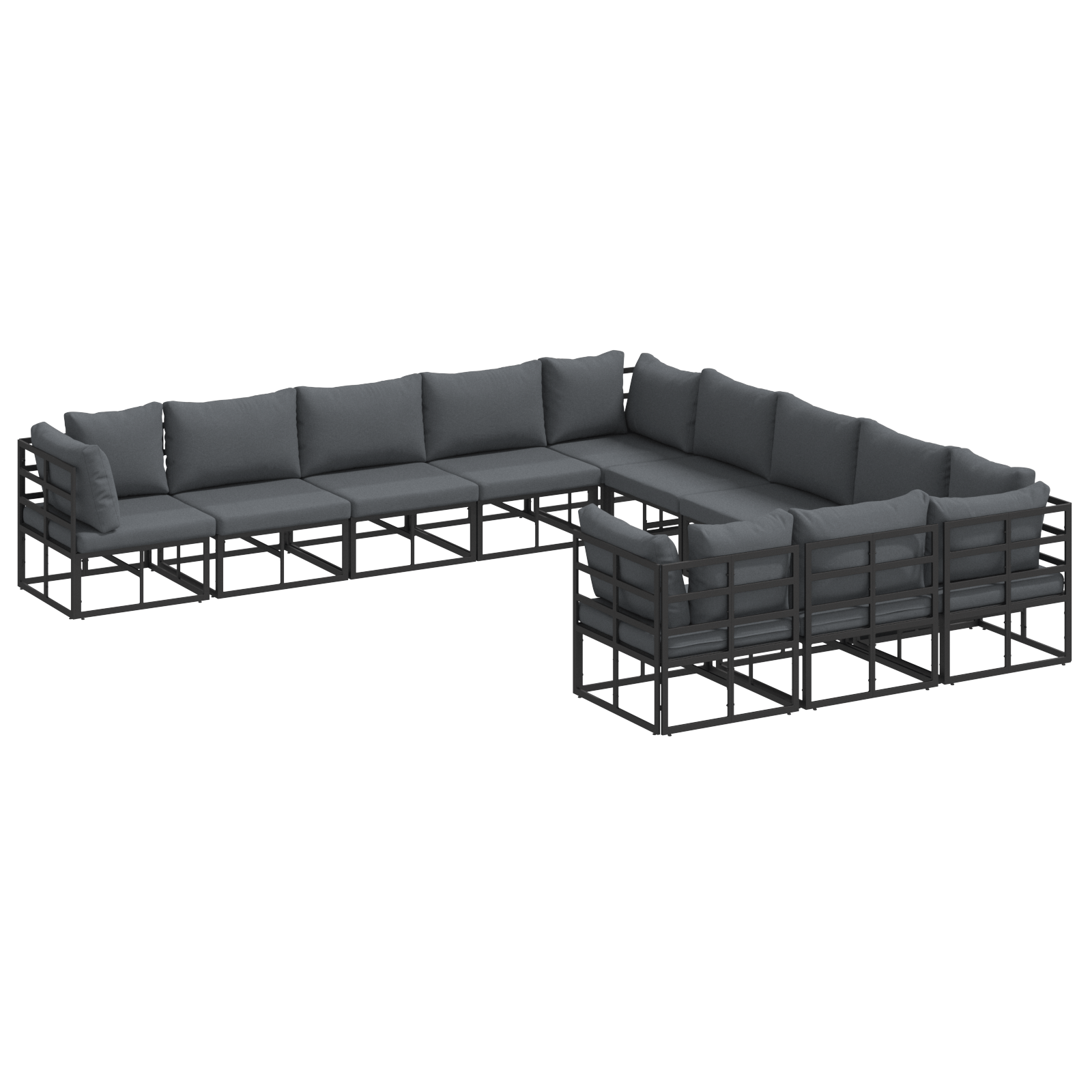 Set de canapele pentru gradina 11 pcs Negru 70 x 70 x 32 cm — imaginea 2