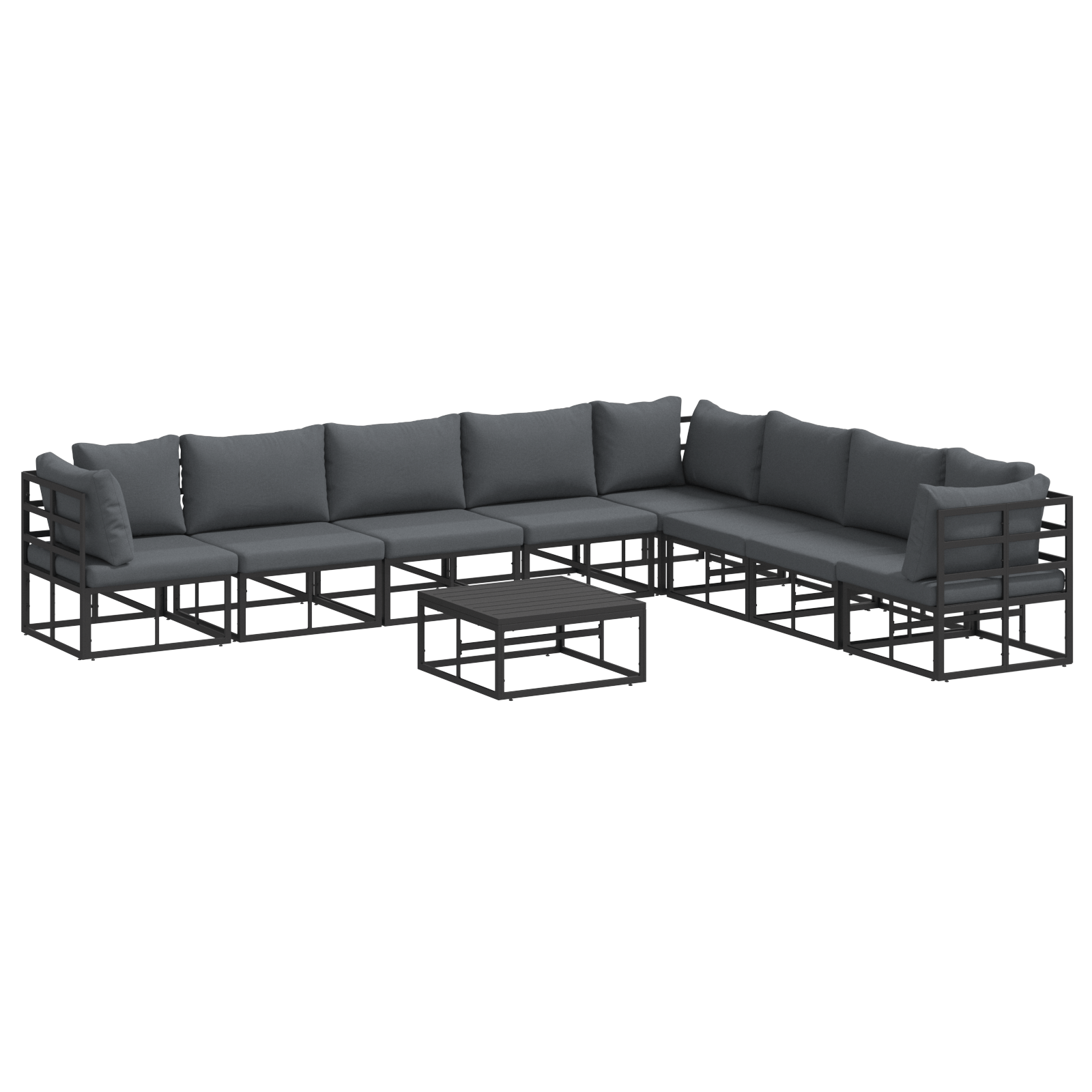 Set de canapele pentru gradina 9 pcs Negru 70 x 70 x 32 cm — imaginea 2