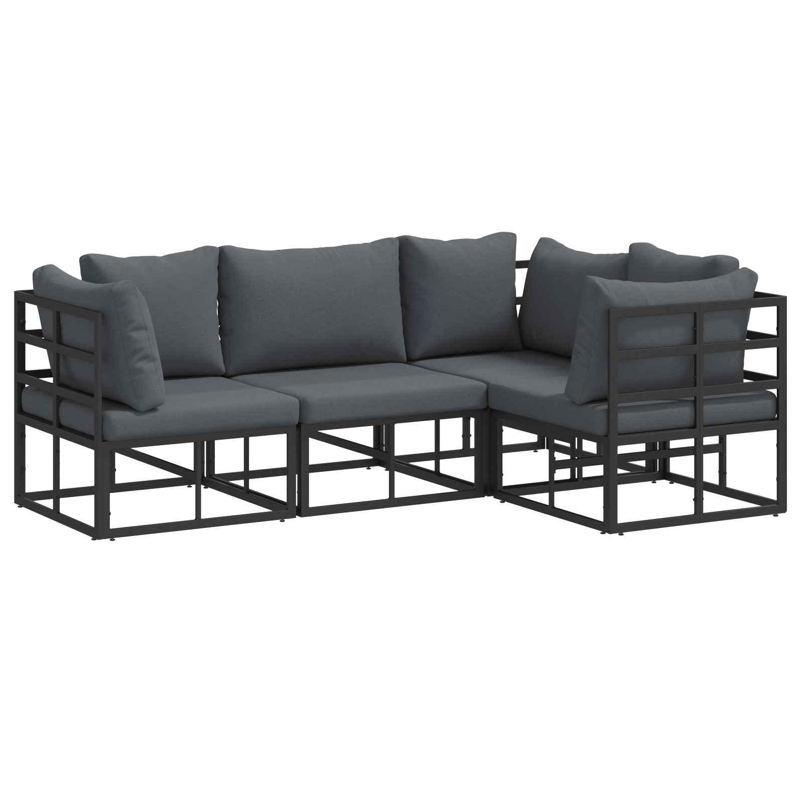 Set de canapele pentru gradina 4 pcs Negru 213 x 143 x 71 cm — imaginea 2