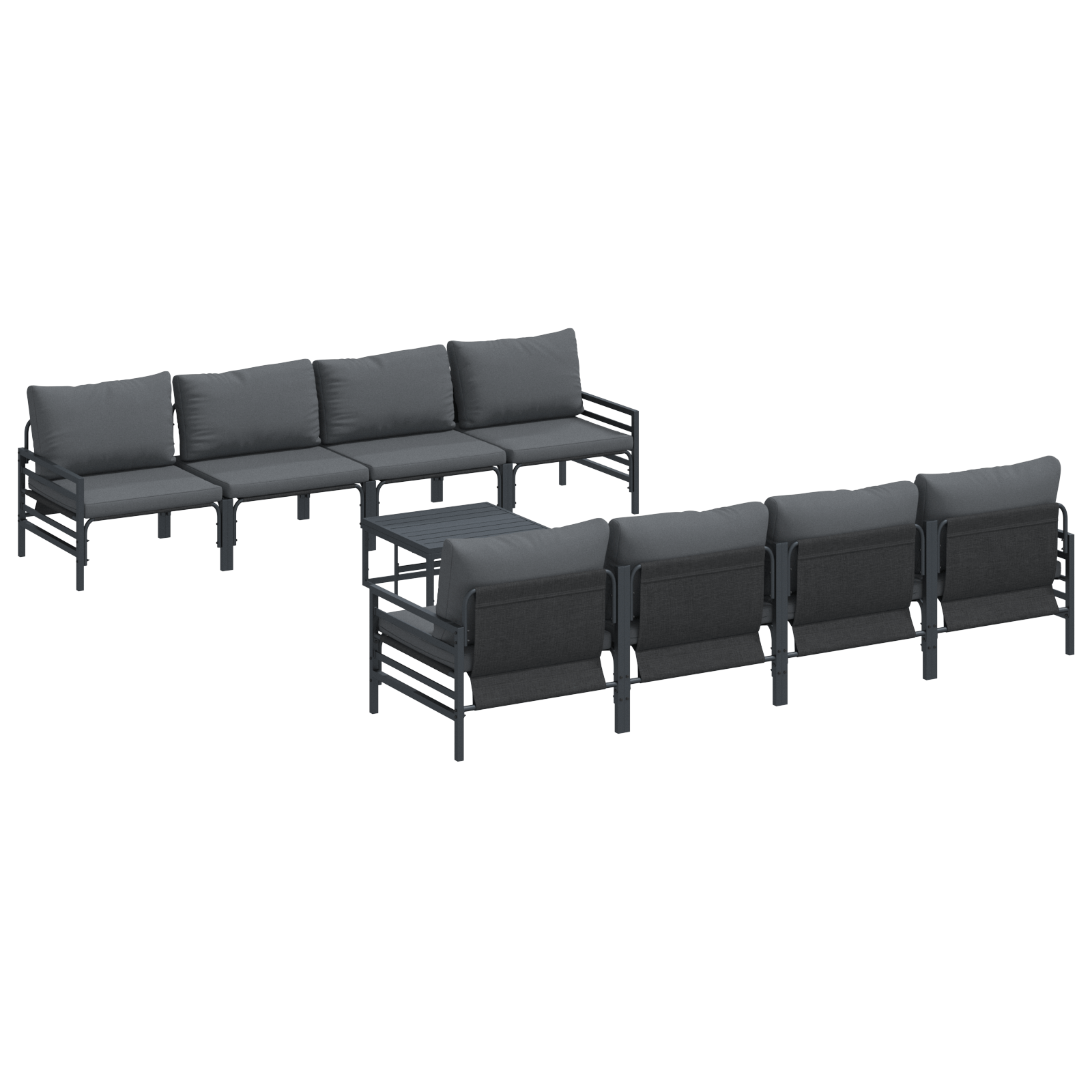 Set de canapele pentru gradina cu perna cu perna 9 pcs Antracit — imaginea 2