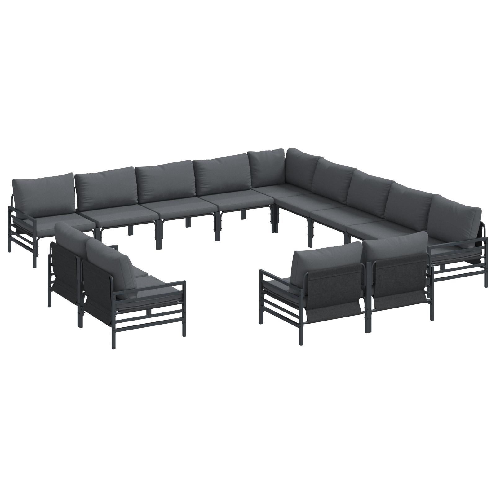 Set de canapele pentru gradina 13 pcs Antracit Otel — imaginea 2