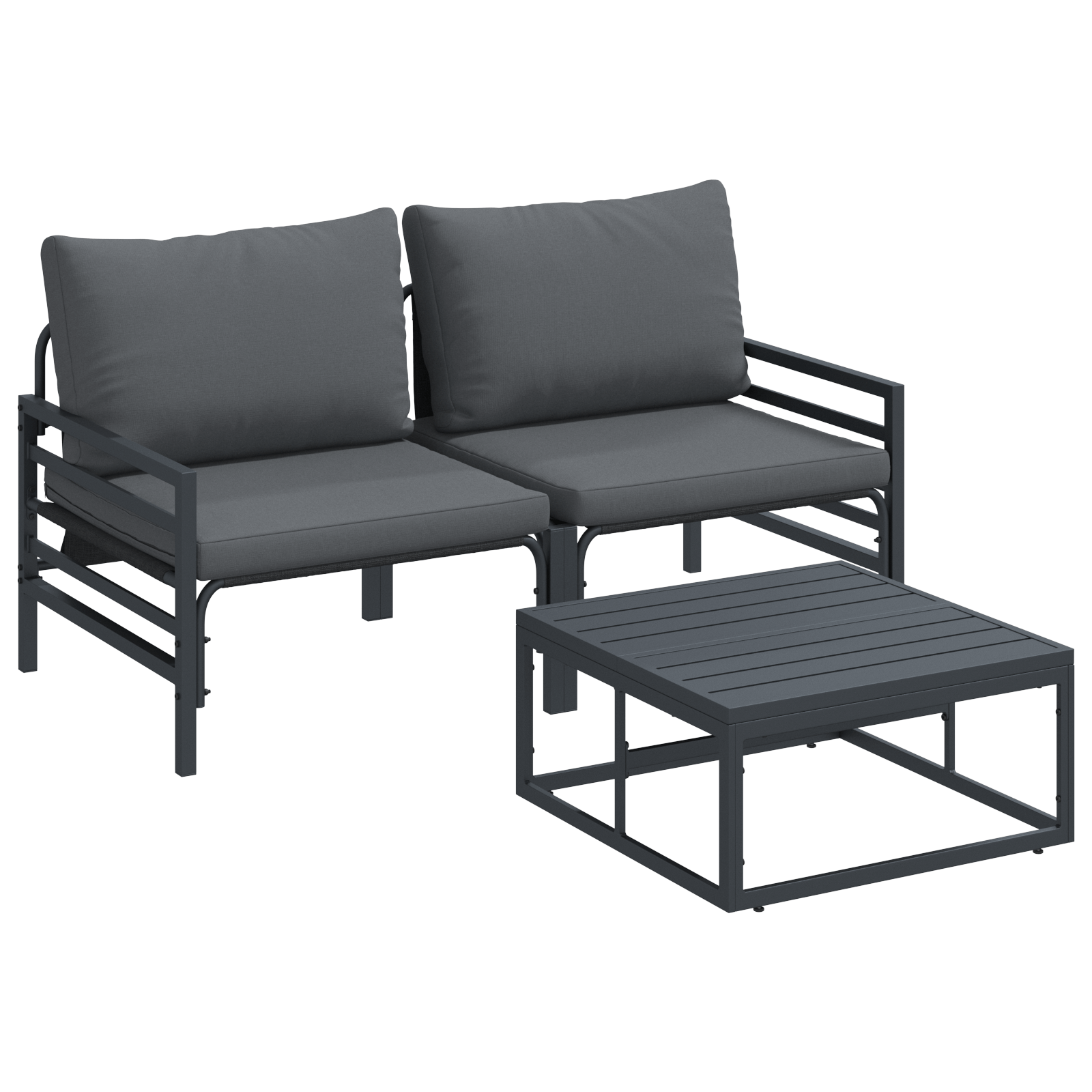 Set de canapele pentru gradina 3 pcs Antracit Otel — imaginea 2