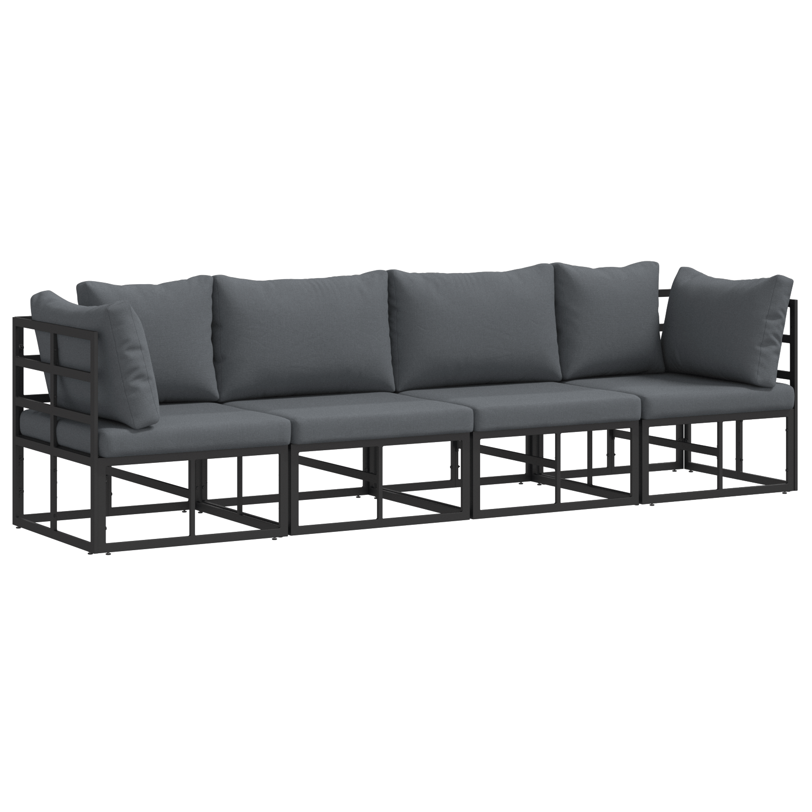 Set de canapele pentru gradina 4 pcs Negru 283 x 71.5 x 71 cm — imaginea 2
