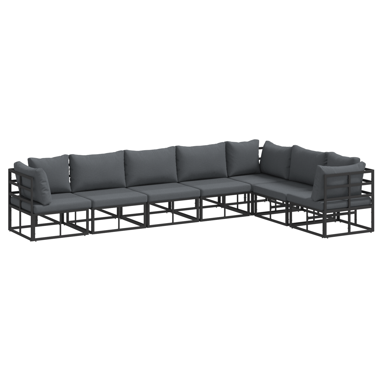 Set de canapele pentru gradina 7 pcs Negru 70 x 70 x 32 cm — imaginea 2