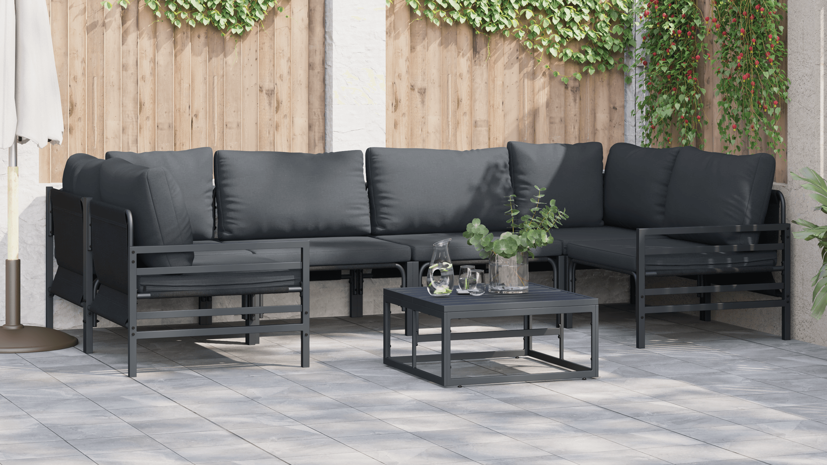 Set de canapele pentru gradina 6 pcs Antracit Otel — imaginea 4