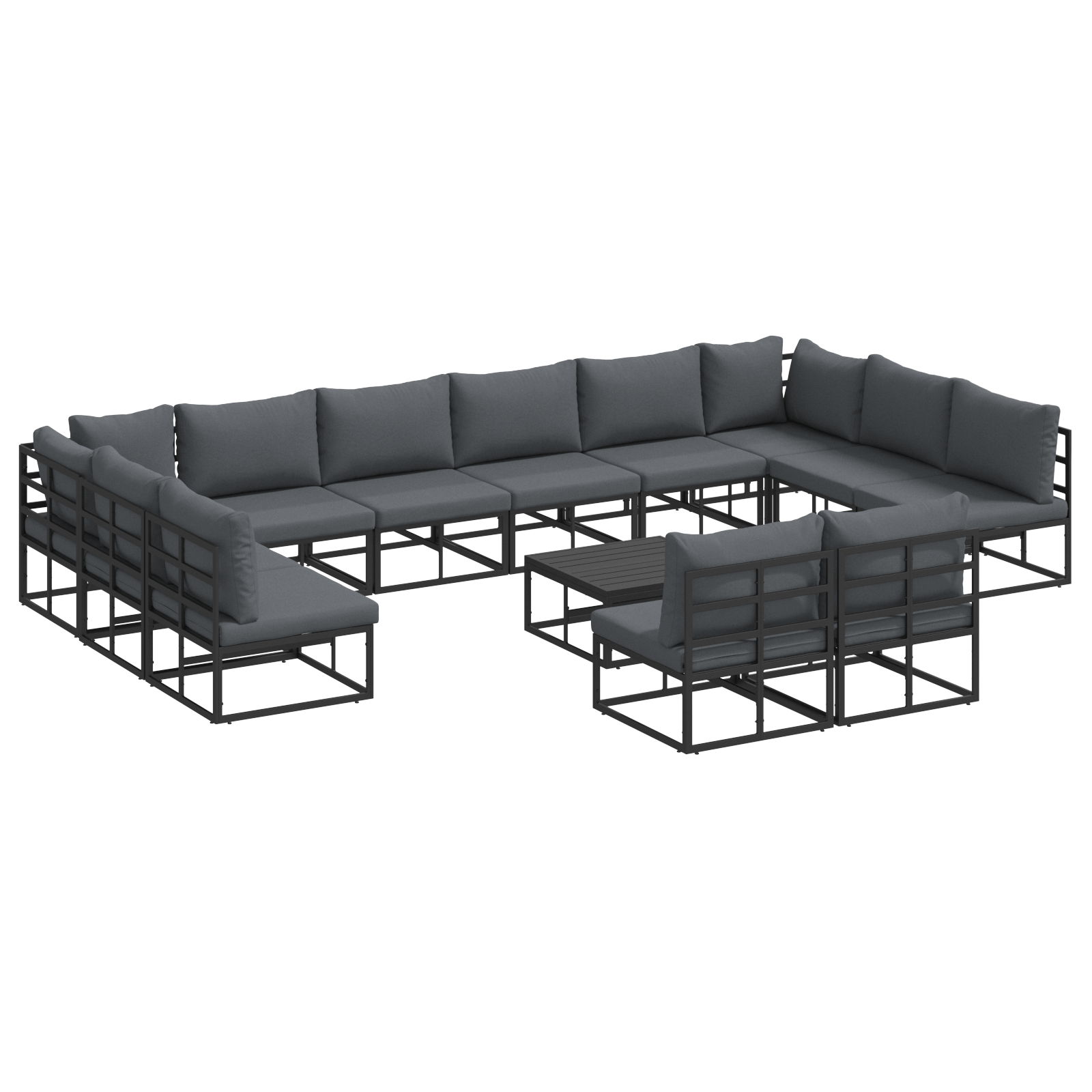 Set de canapele pentru gradina 13 pcs Negru 70 x 70 x 32 cm — imaginea 2