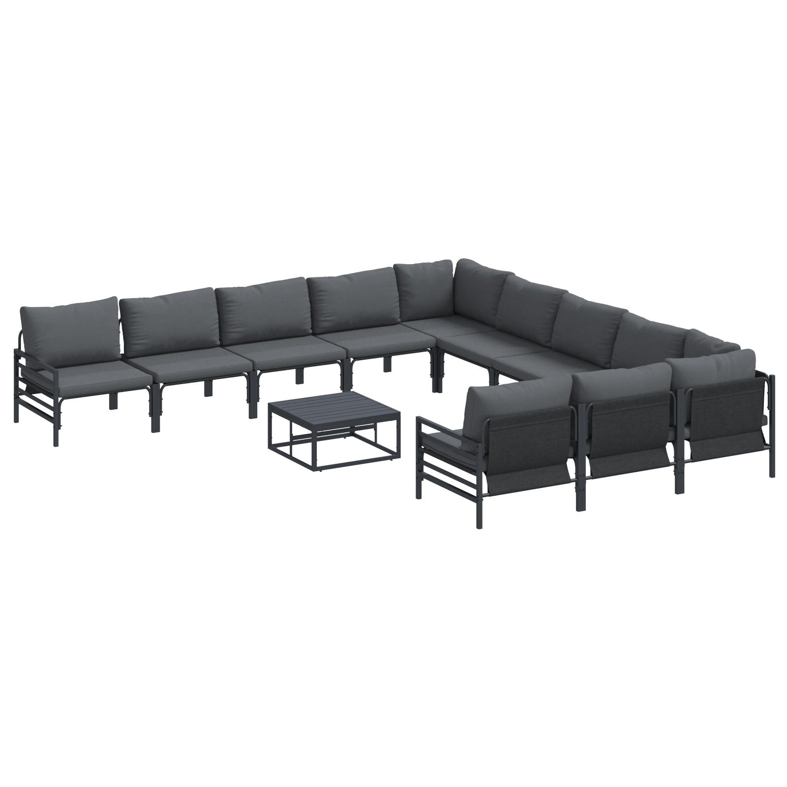 Set de canapele pentru gradina 12 pcs Antracit Otel — imaginea 2