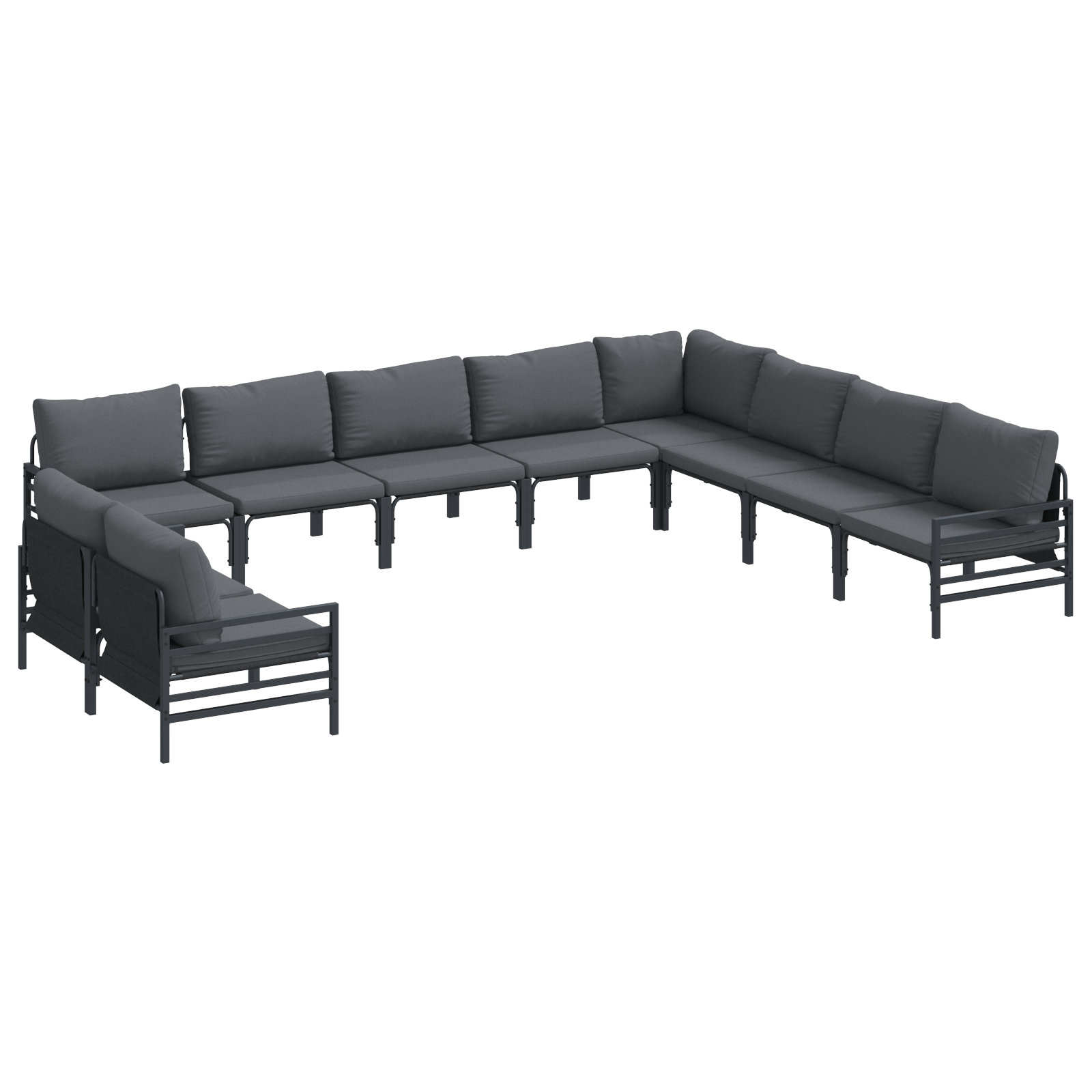 Set de canapele pentru gradina 10 pcs Antracit Otel — imaginea 2
