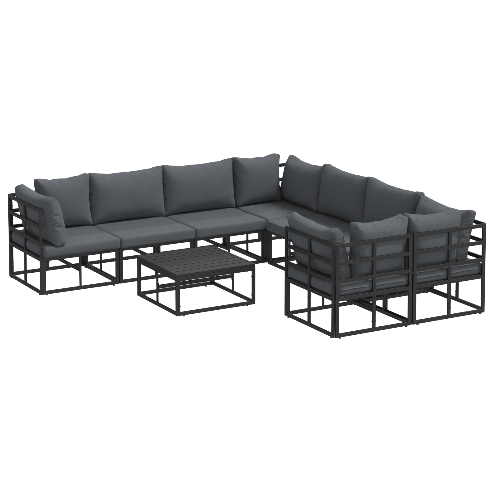 Set de canapele pentru gradina 9 pcs Negru 70 x 70 x 32 cm — imaginea 2