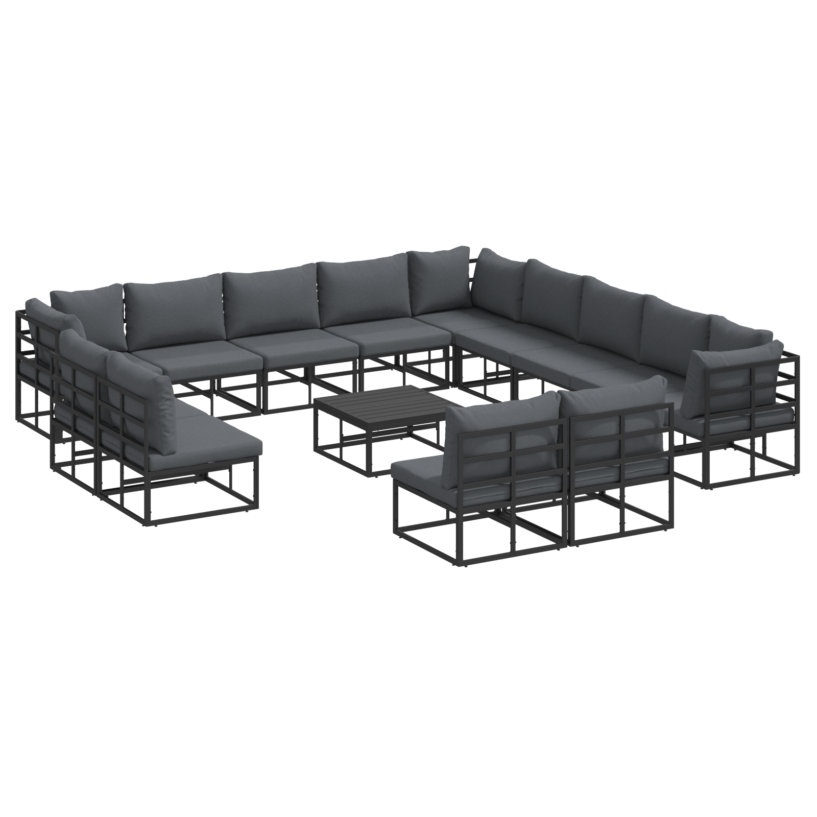 Set de canapele pentru gradina 14 pcs Negru 70 x 70 x 32 cm — imaginea 2