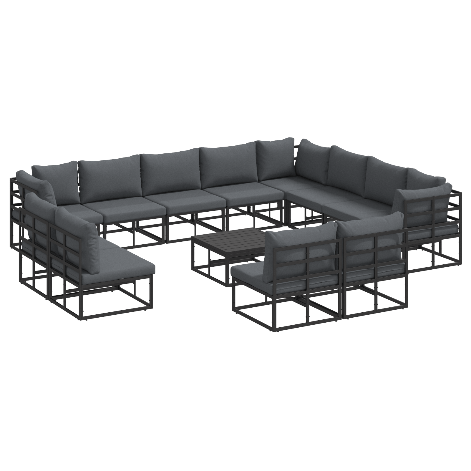 Set de canapele pentru gradina 13 pcs Negru 70 x 70 x 32 cm — imaginea 2