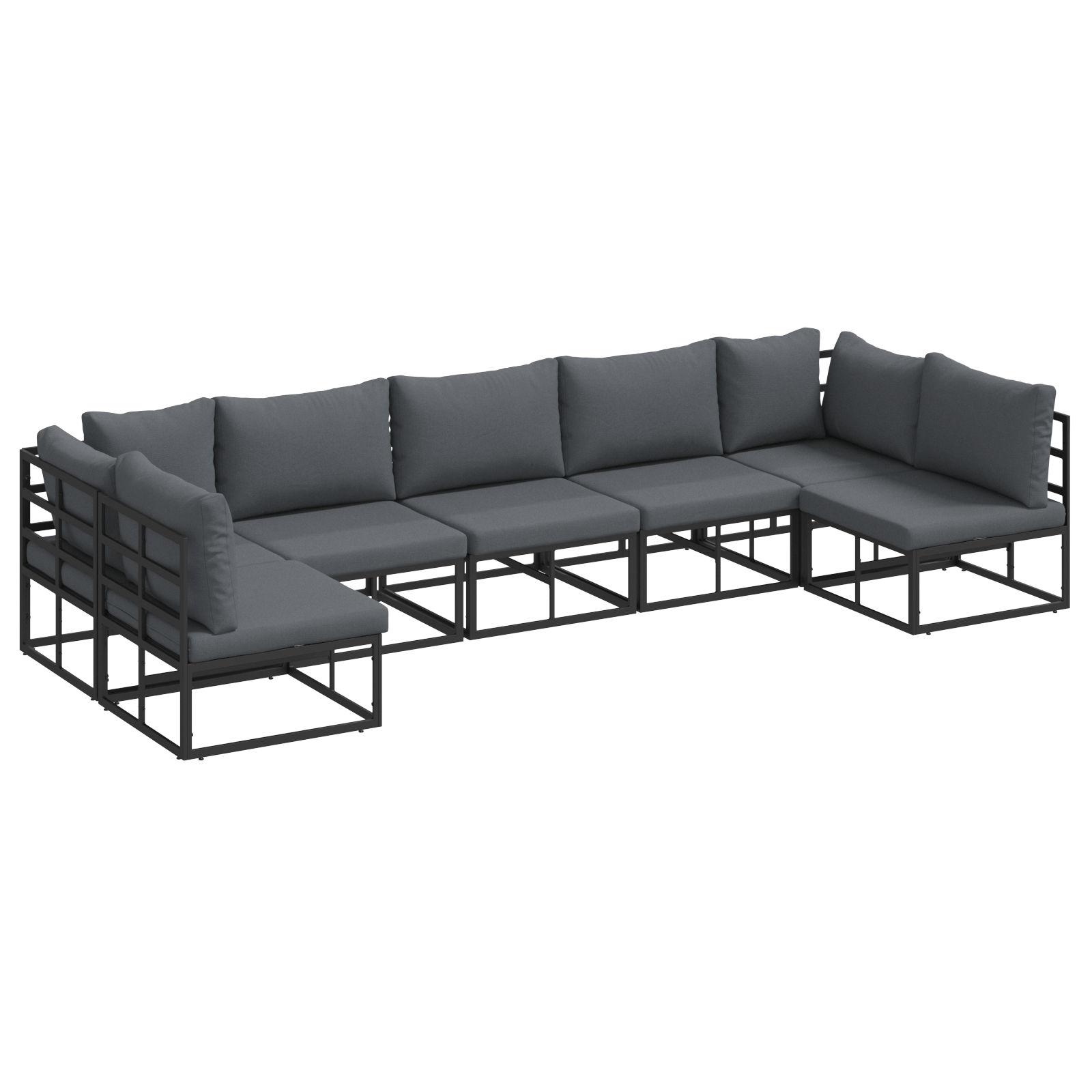 Set de canapele pentru gradina 7 pcs Negru 353 x 141.5 x 71 cm — imaginea 2