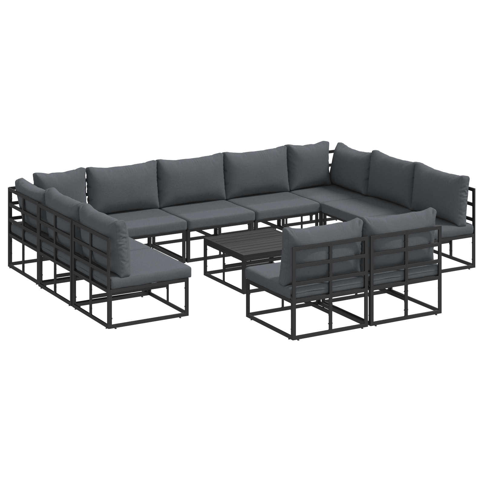 Set de canapele pentru gradina 12 pcs Negru 70 x 70 x 32 cm — imaginea 2