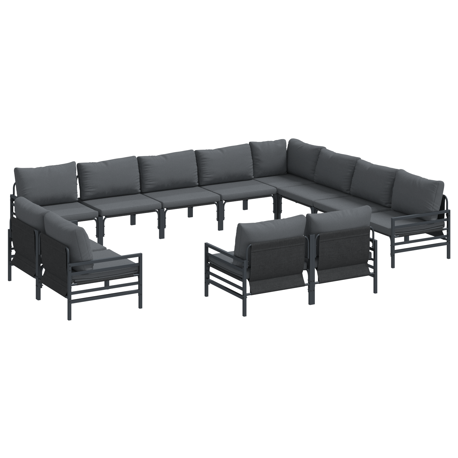 Set de canapele pentru gradina 12 pcs Antracit Otel — imaginea 2