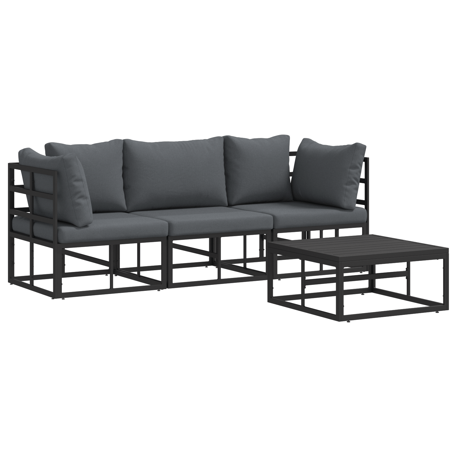 Set de canapele pentru gradina 4 pcs Negru 70 x 70 x 32 cm — imaginea 2